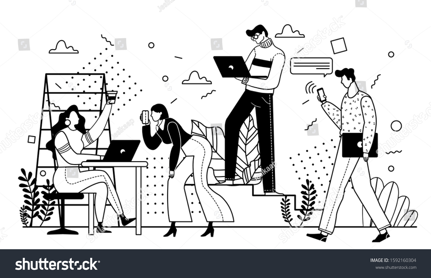 Group Young People Male Female Worker Stock Vector (Royalty Free ...