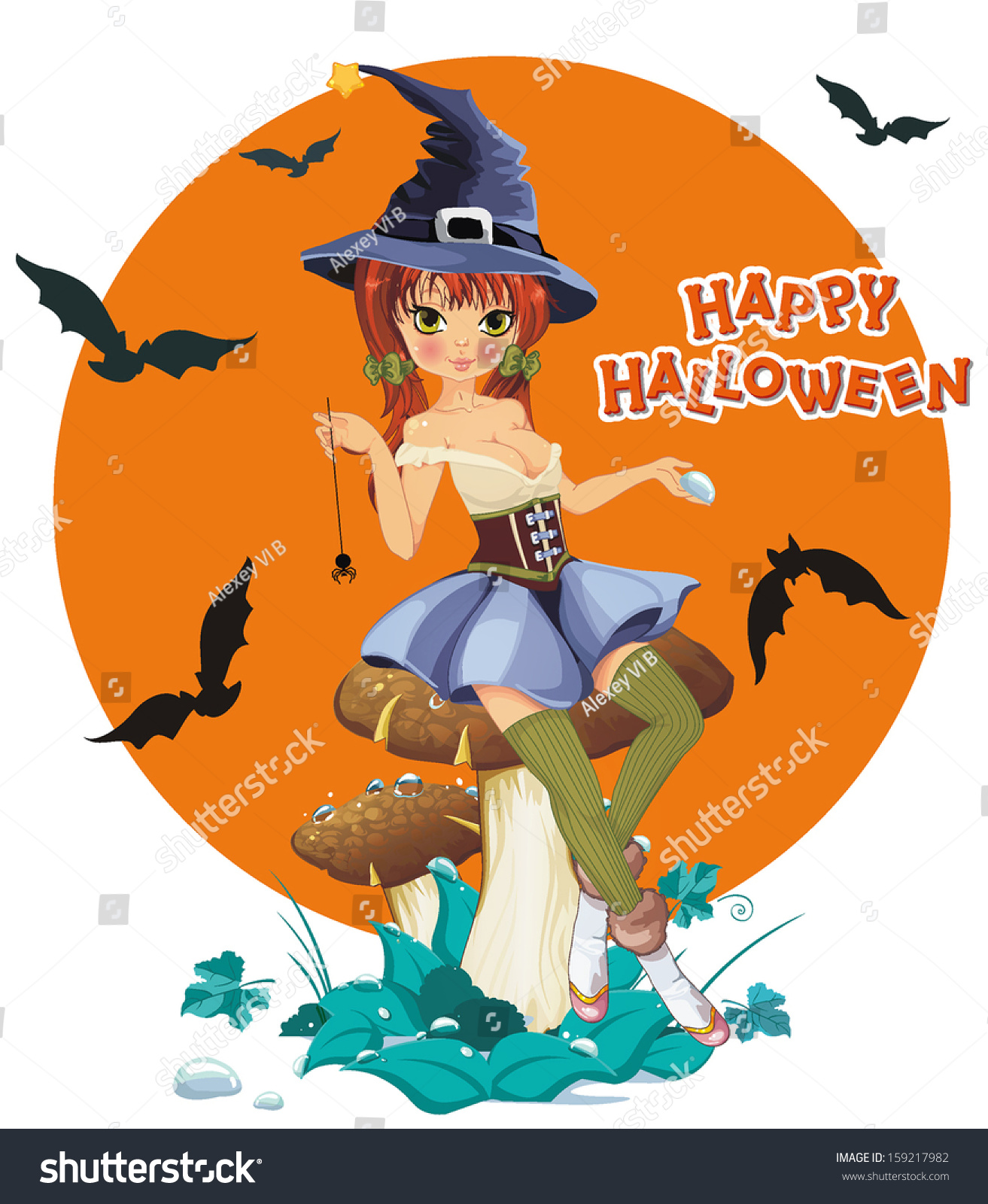 Halloween Sexy Witch Vector Illustration Stock Vector Royalty Free 159217982 Shutterstock 7935