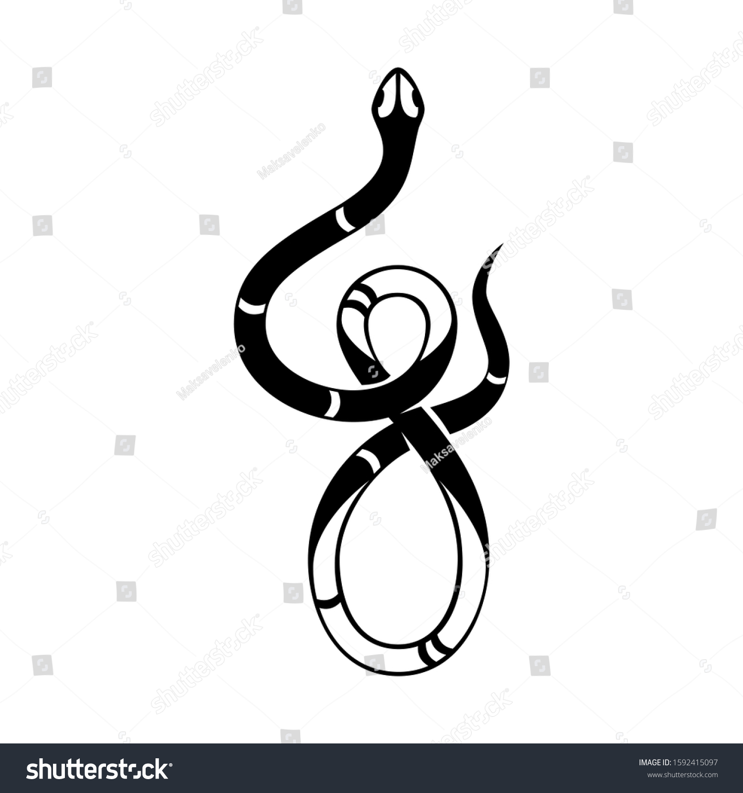 Snake Silhouette Illustration Black Serpent Isolated Stock Vector ...