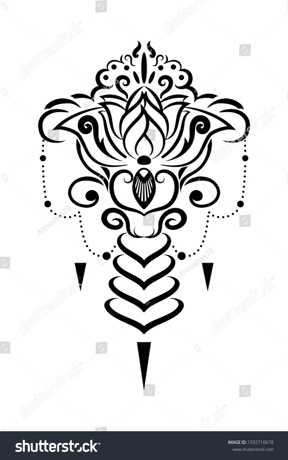 Beautiful Tattoo Lotus Flowertribal Stylevector Illustration Stock ...