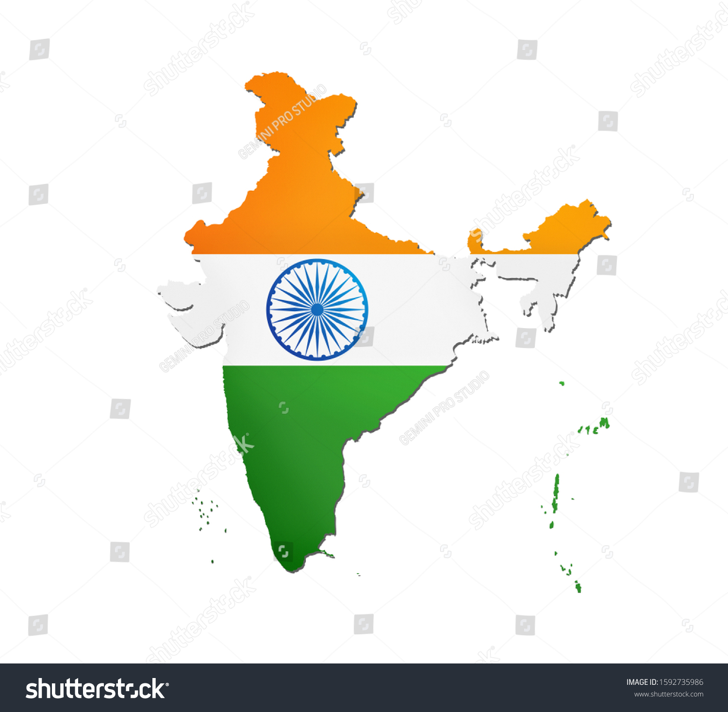 India Map India Flag On White Stock Illustration 1592735986 | Shutterstock