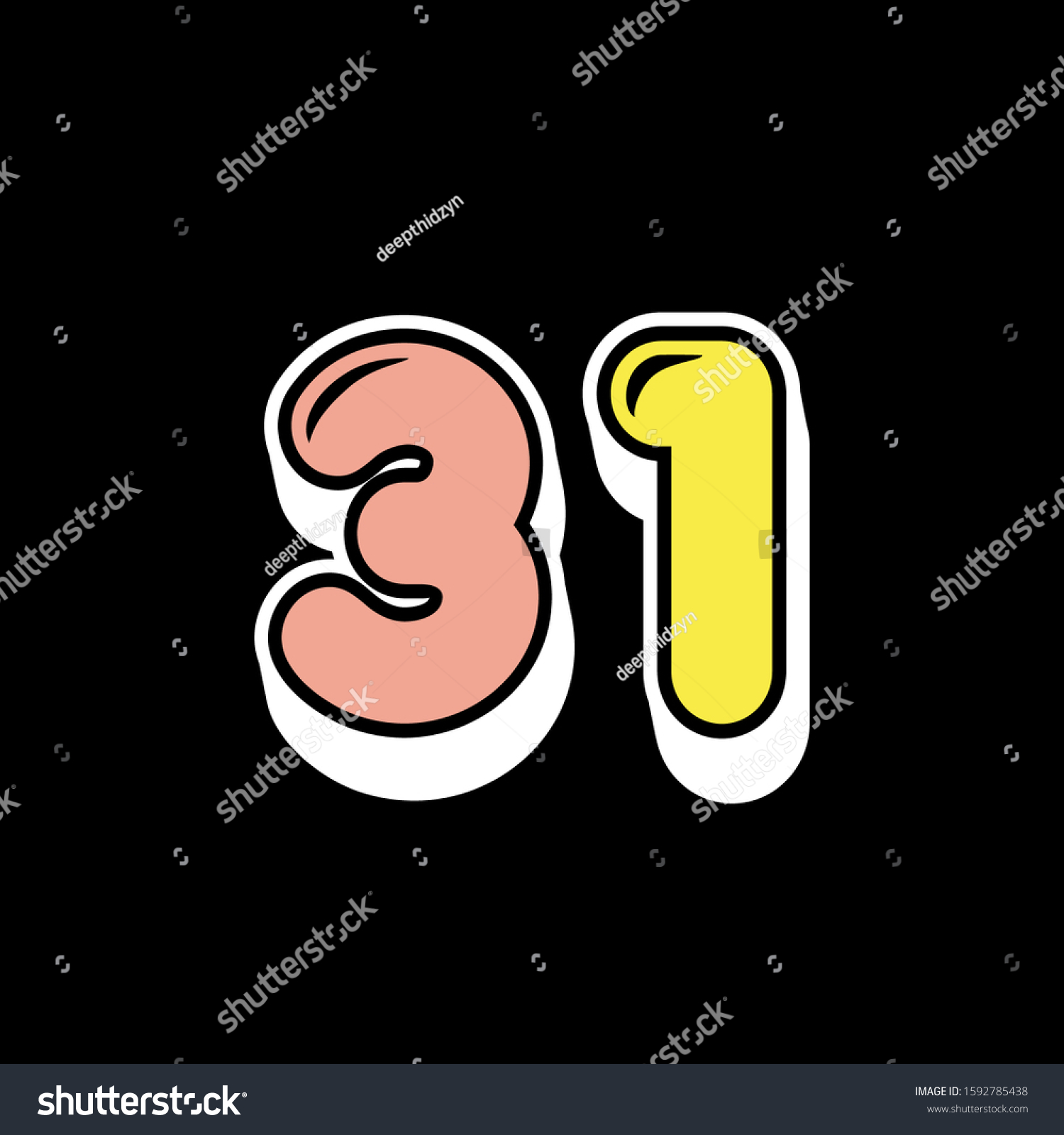 31 Number Logo Bold Letter Design Stock Vector (Royalty Free