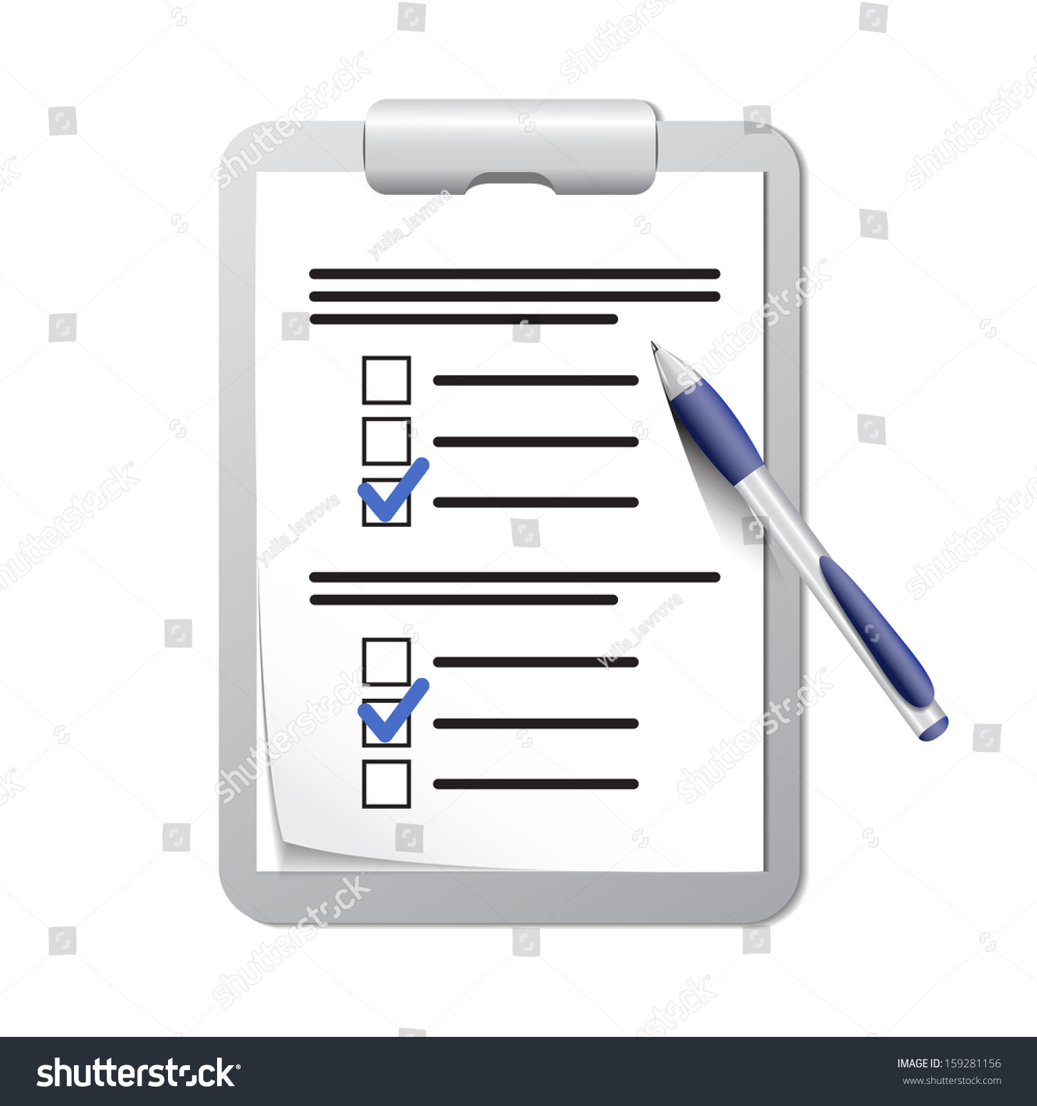 Clipboard Check List Pen Stock Vector (Royalty Free) 159281156 ...