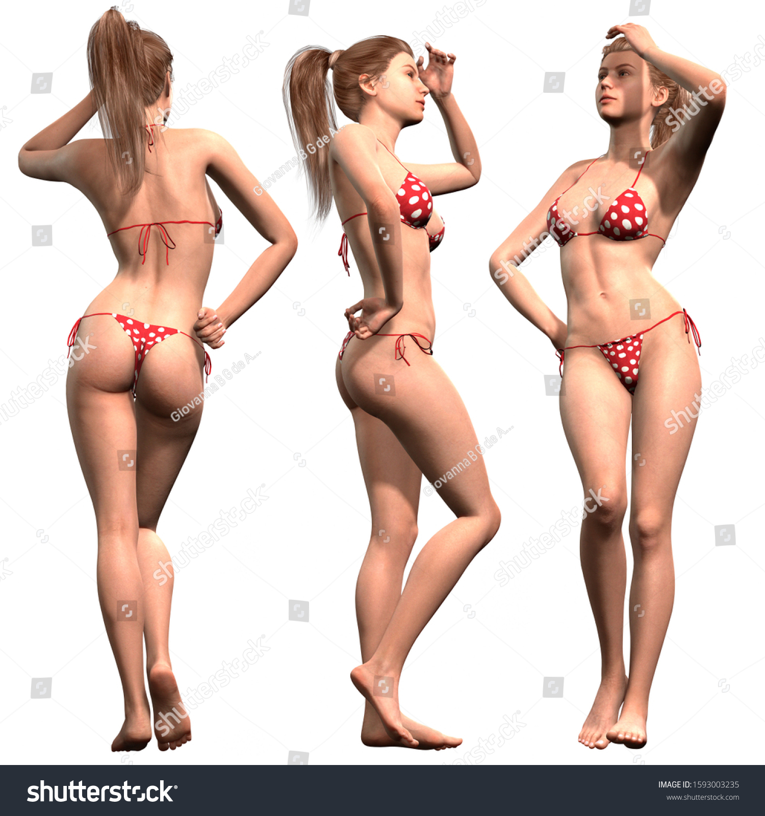 3d Render Girl Bikini 3d: ilustración de stock 1593003235 | Shutterstock