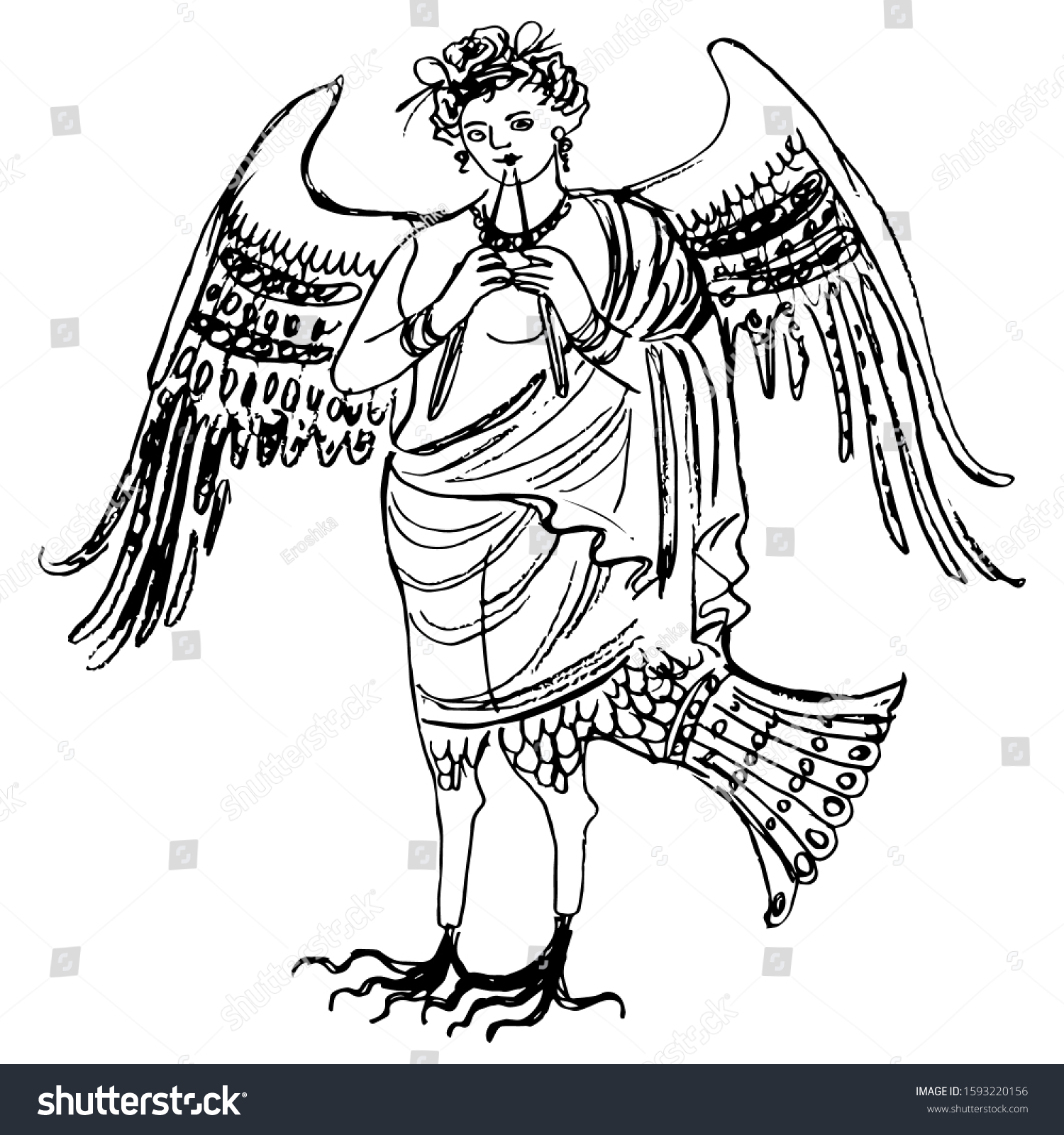 Isolated Vector Illustration Ancient Greek Winged Stock Vector (Royalty ...