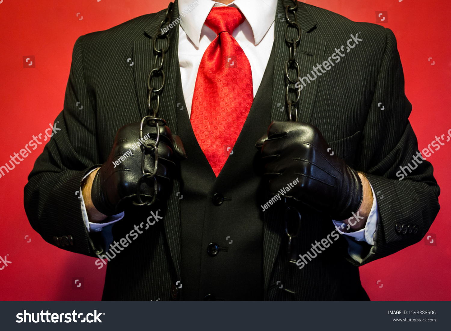 suit black leather gloves