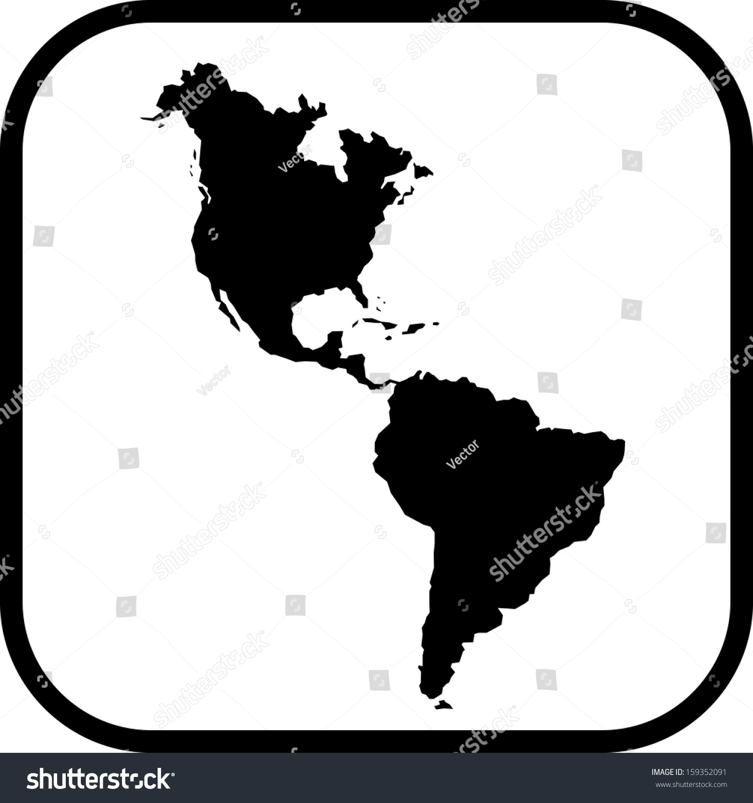 Americas Map Vector Icon Stock Vector Royalty Free 159352091 Shutterstock 