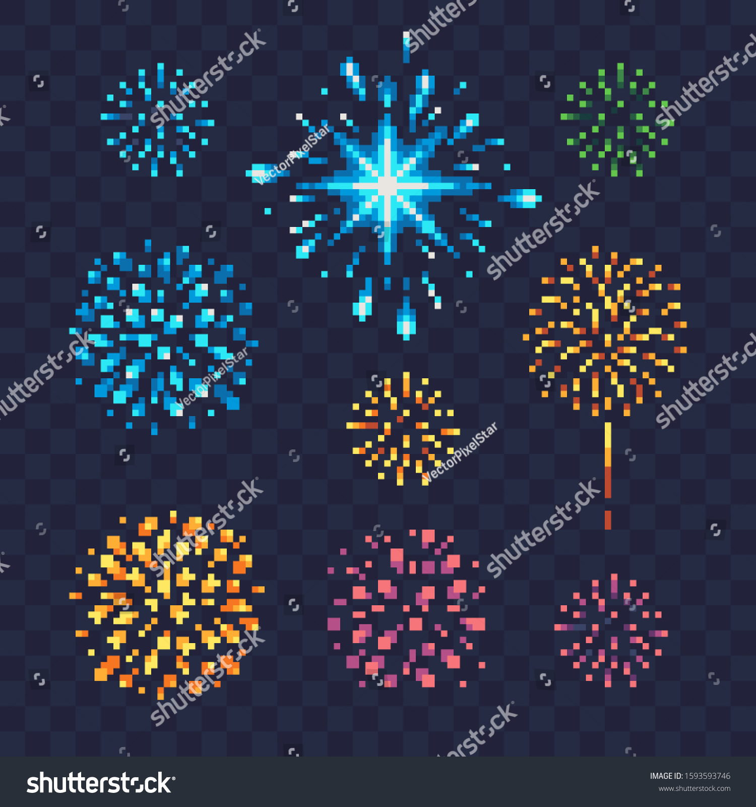 件のPixel fireworksの画像写真素材ベクター画像 Shutterstock