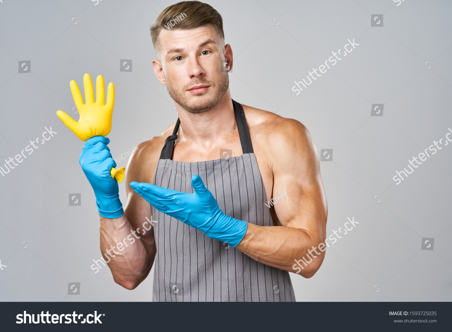 man in rubber gloves