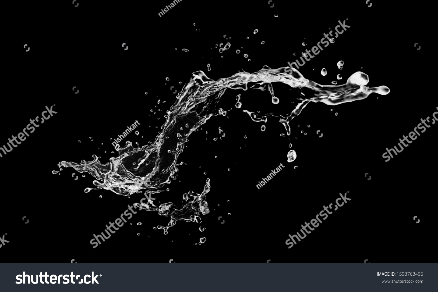 Stylish Water Splash Water Splash Isolated Stock Photo 1593763495 ...