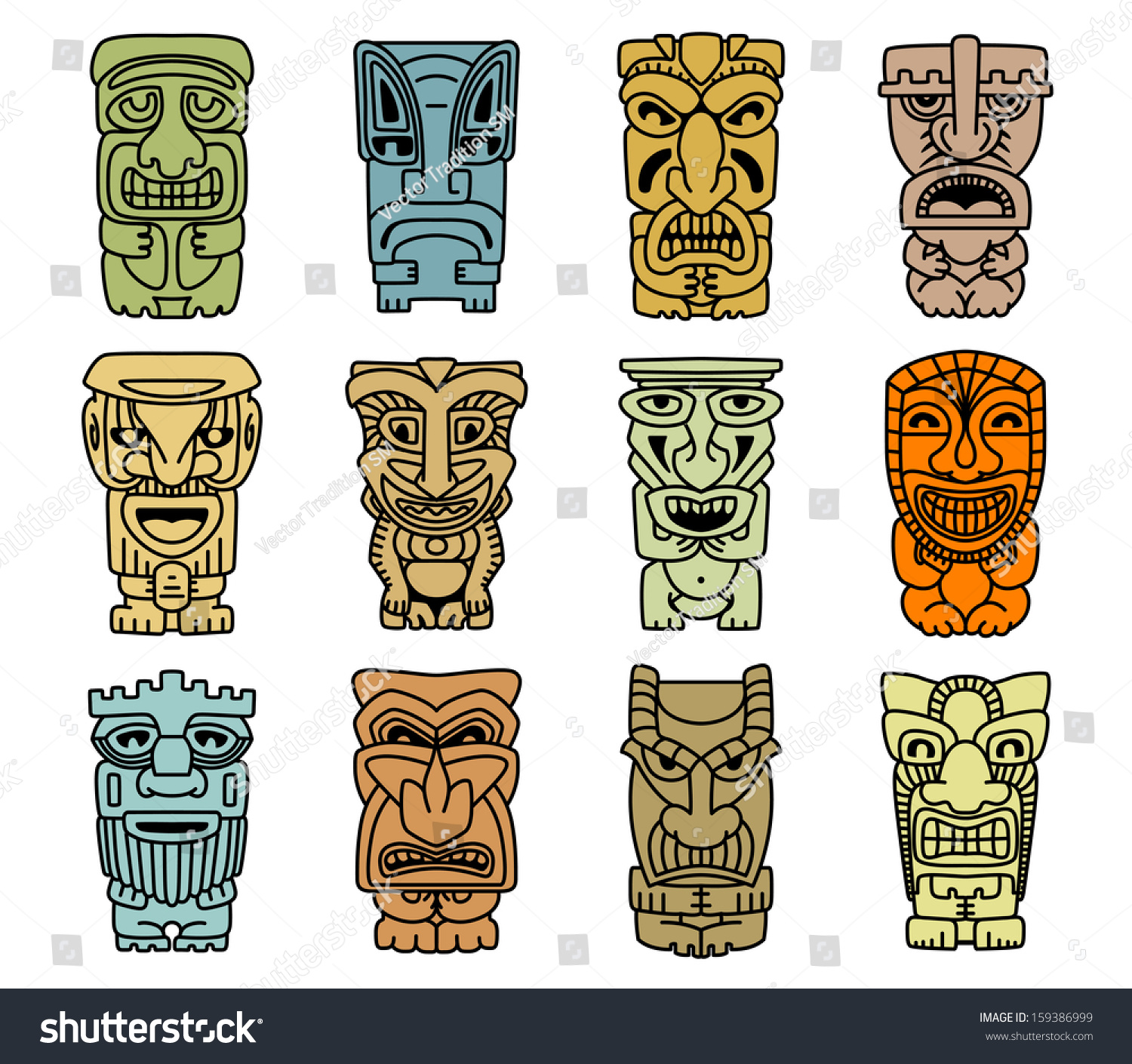 Tribal Masks Idols Demons Religious Ethnic Stock Vector (Royalty Free ...