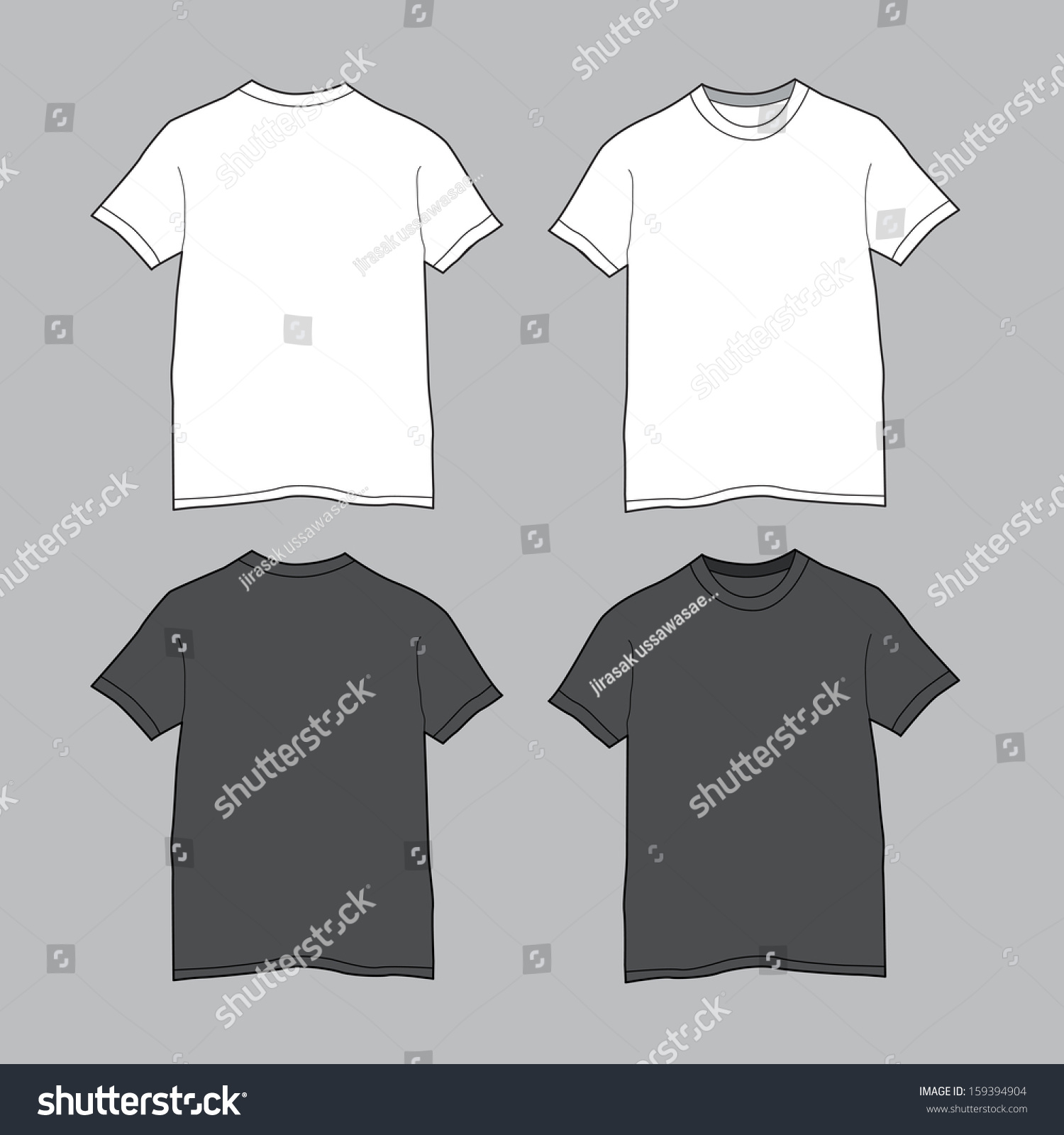 Front Back Views Blank Tshirt Stock Vector (Royalty Free) 159394904 ...