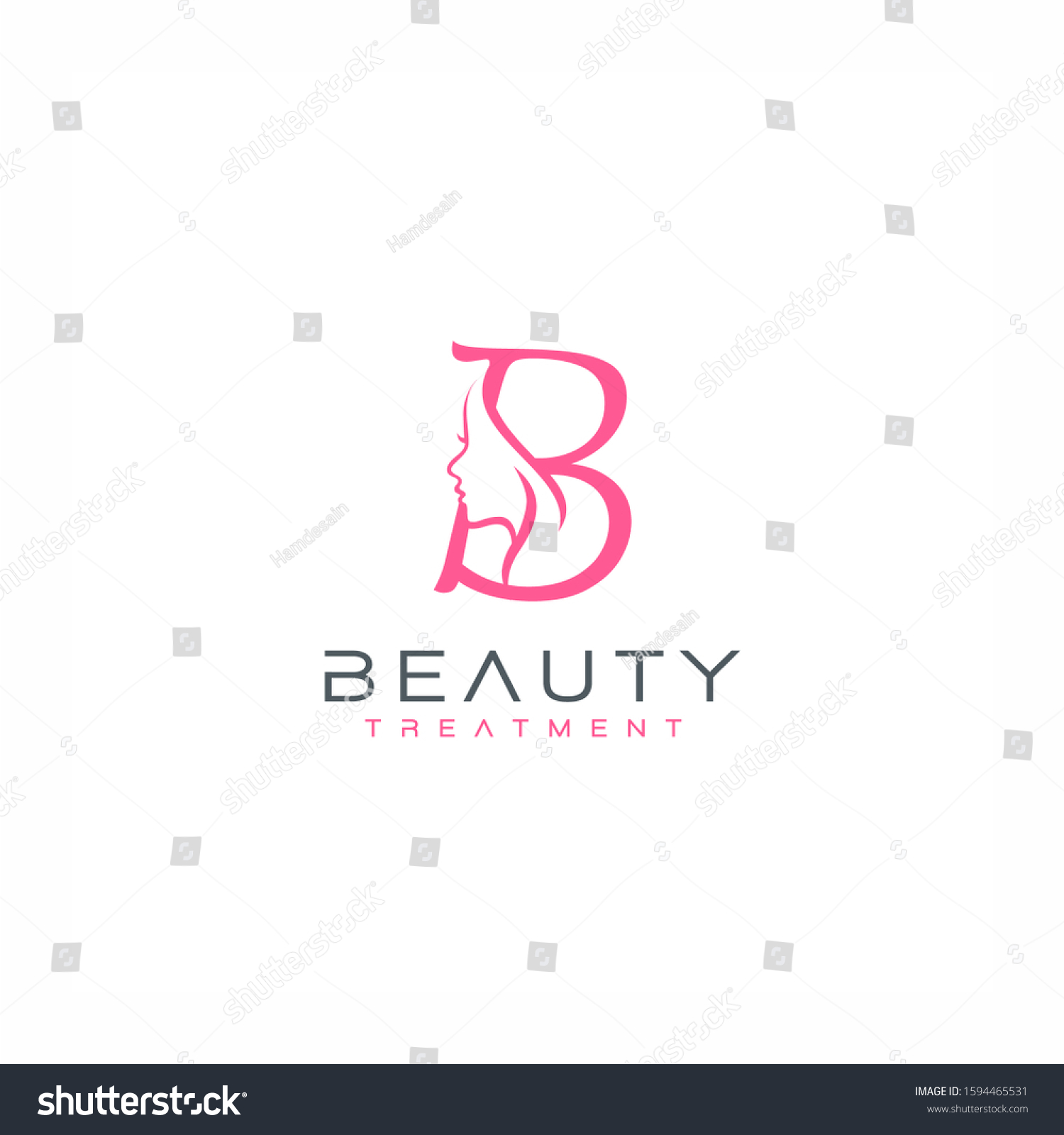 Letter B Beauty Face Logo Design Stock Vector (Royalty Free) 1594465531 ...