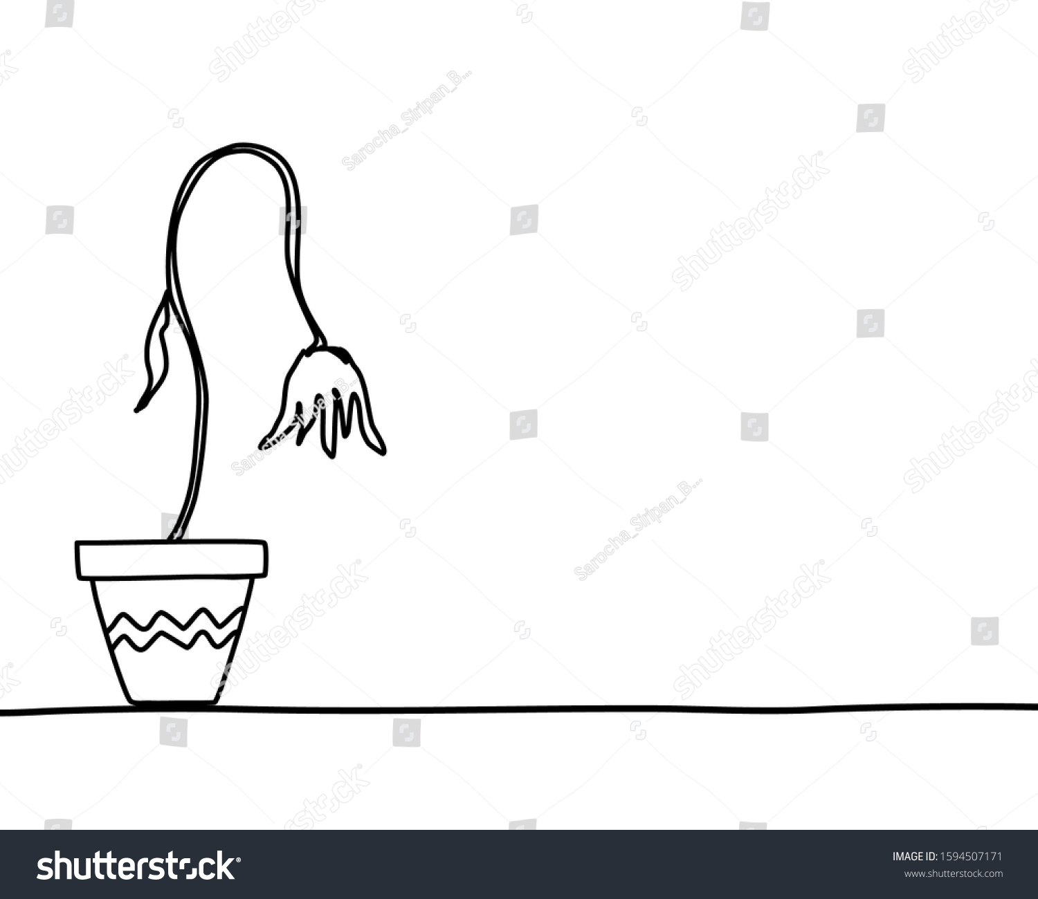 Outline Hand Drawing Style Dead Rose Stock Vector (Royalty Free ...