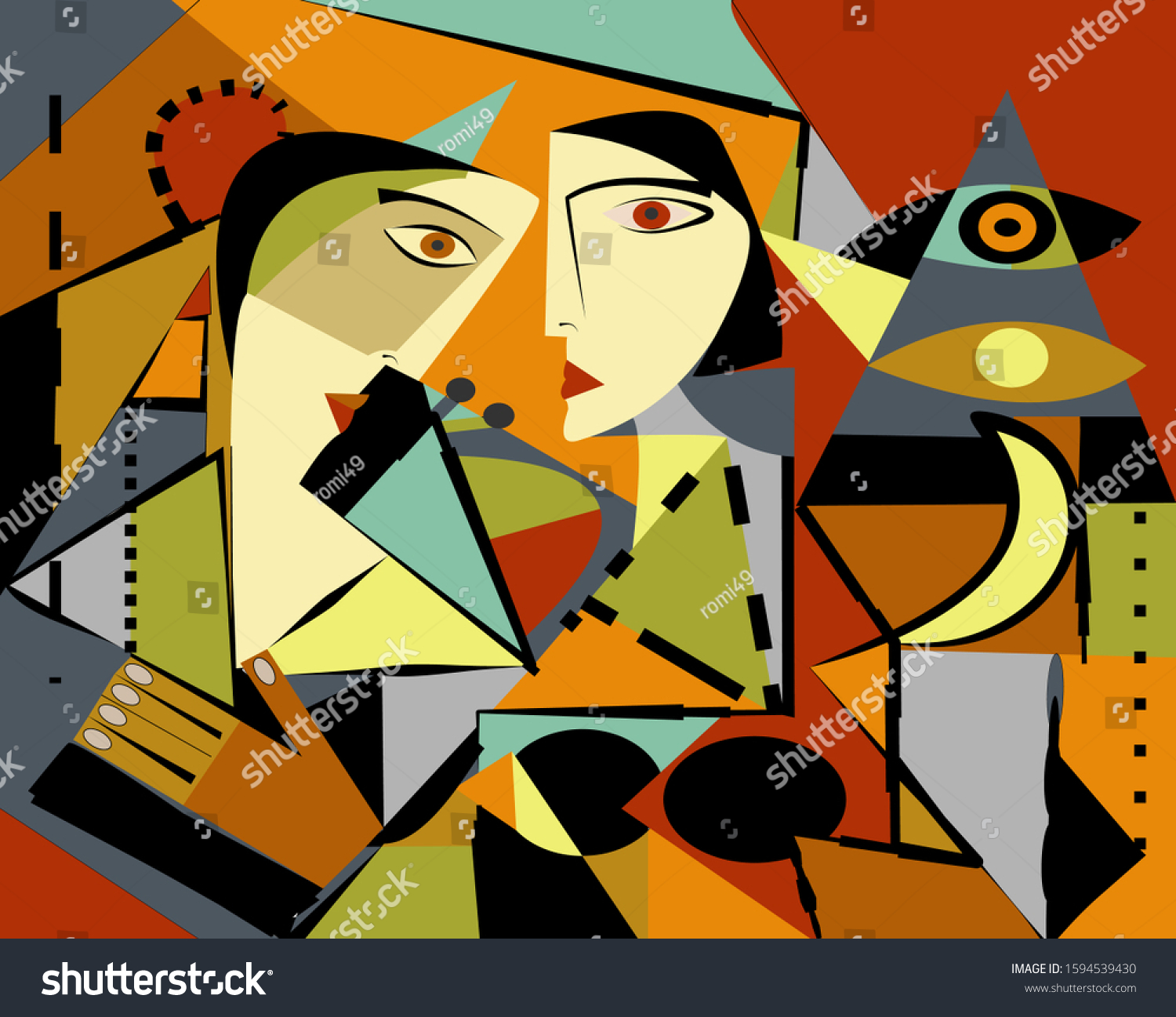 Colorful Background Cubism Art Styleabstract Portrait Stock Vector ...