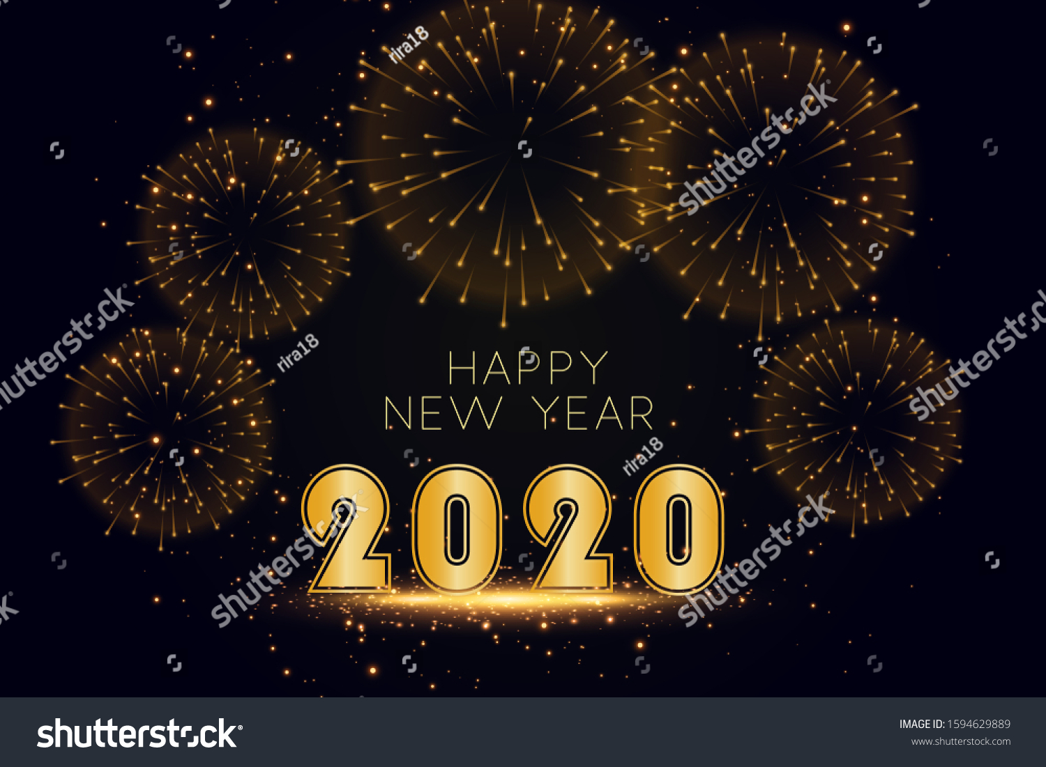 2020 New Year Fireworks Background Stock Vector (Royalty Free ...