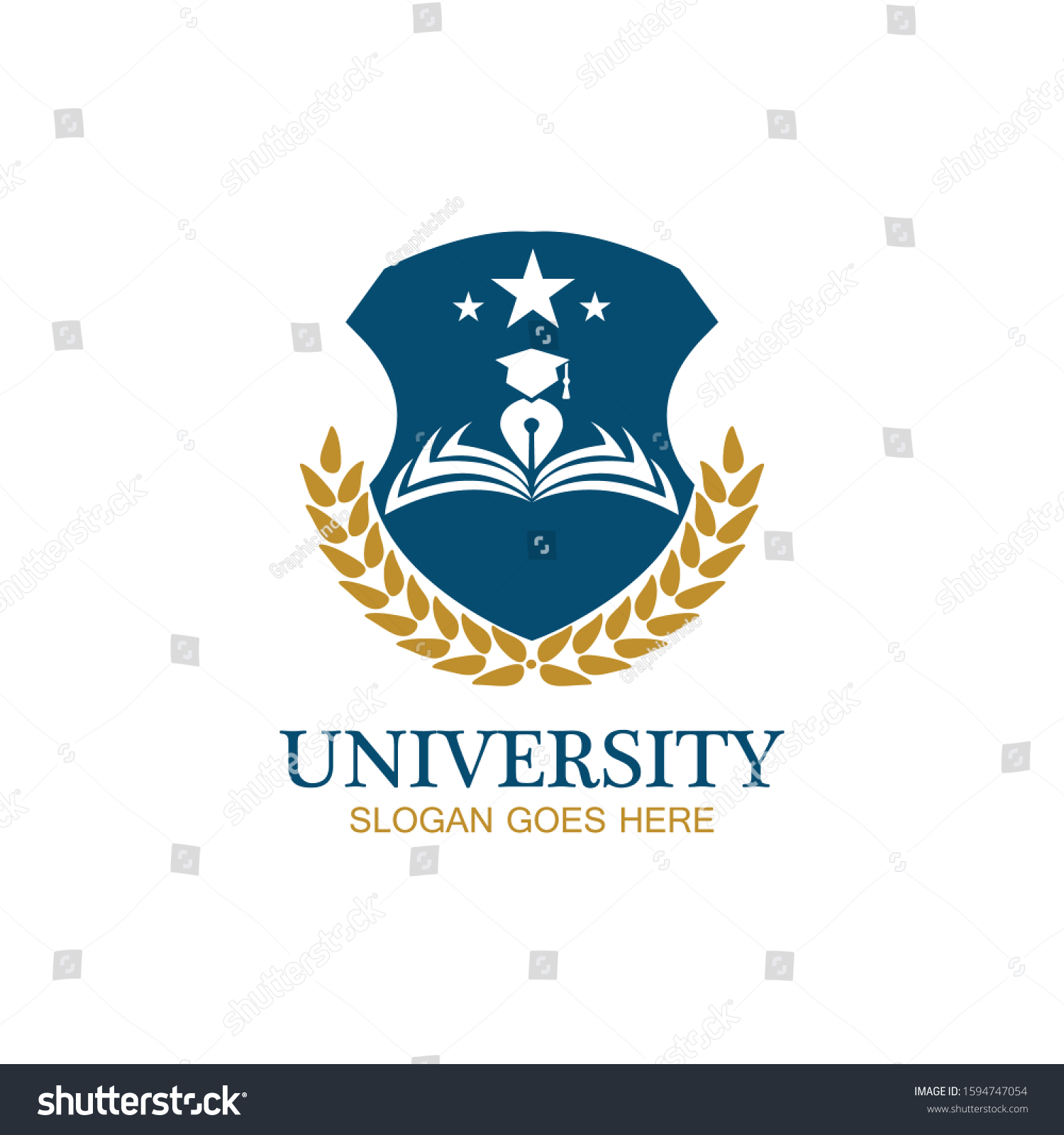 University Academy School Course Logo Design Stock Vector (Royalty Free ...