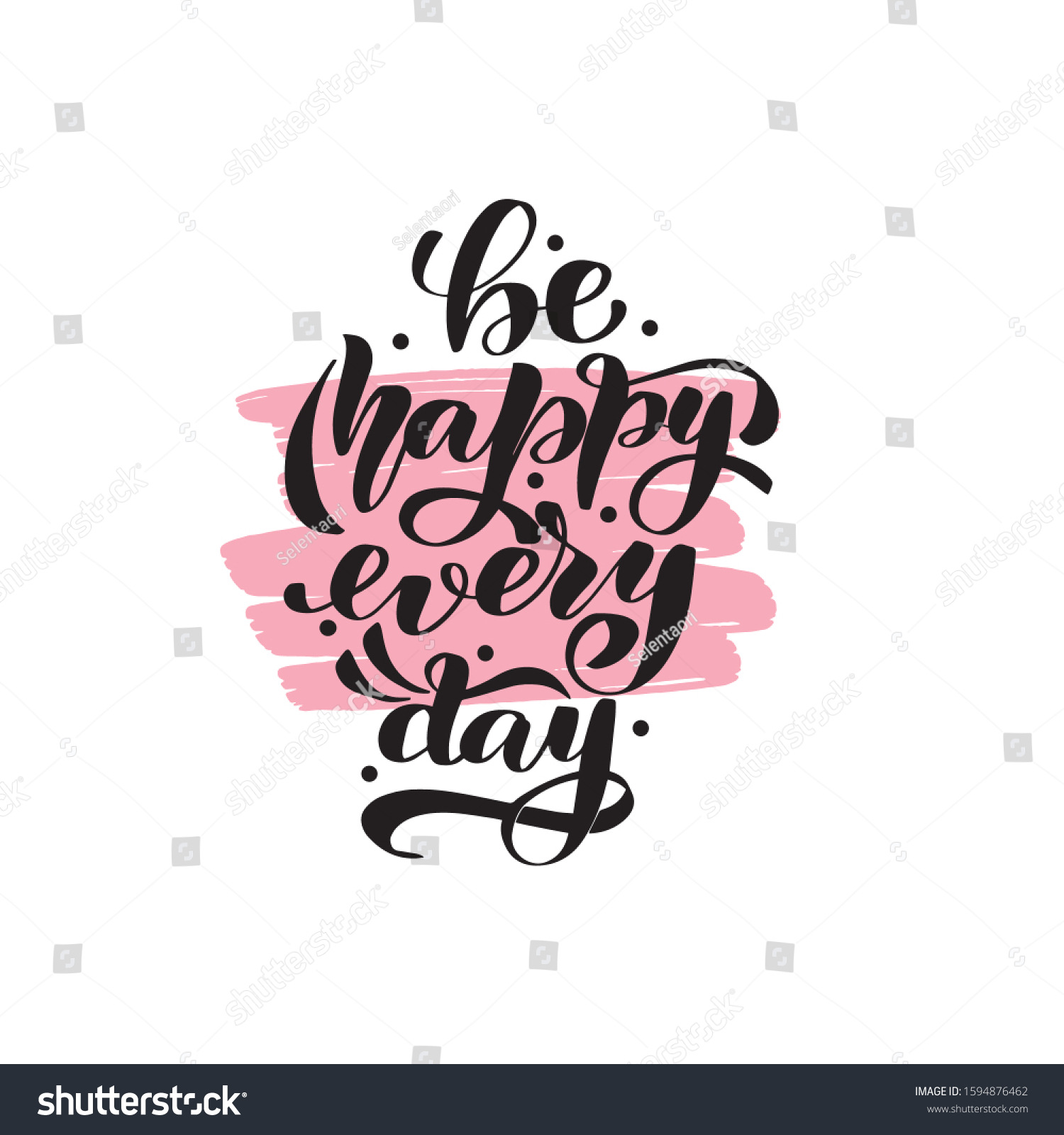 Inspirational Handwritten Brush Lettering Be Happy Stock Vector ...