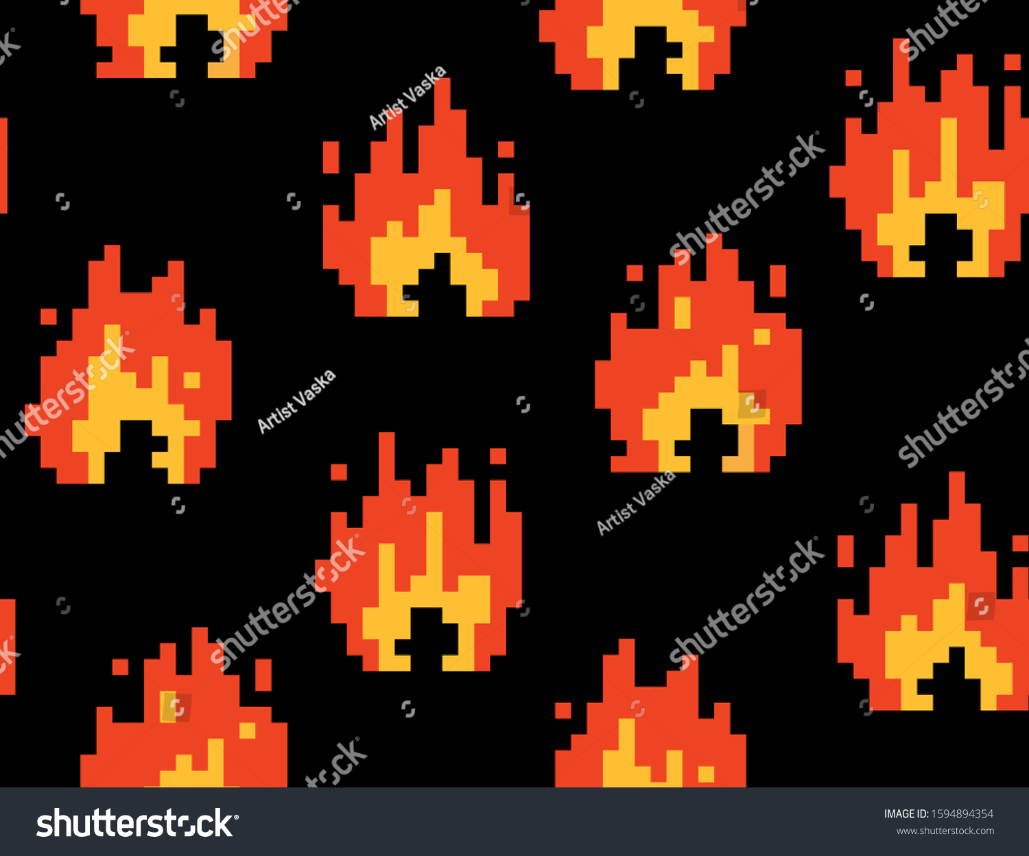 8 Bit Pixel Fire Flame Vector Stock Vector (Royalty Free) 1594894354