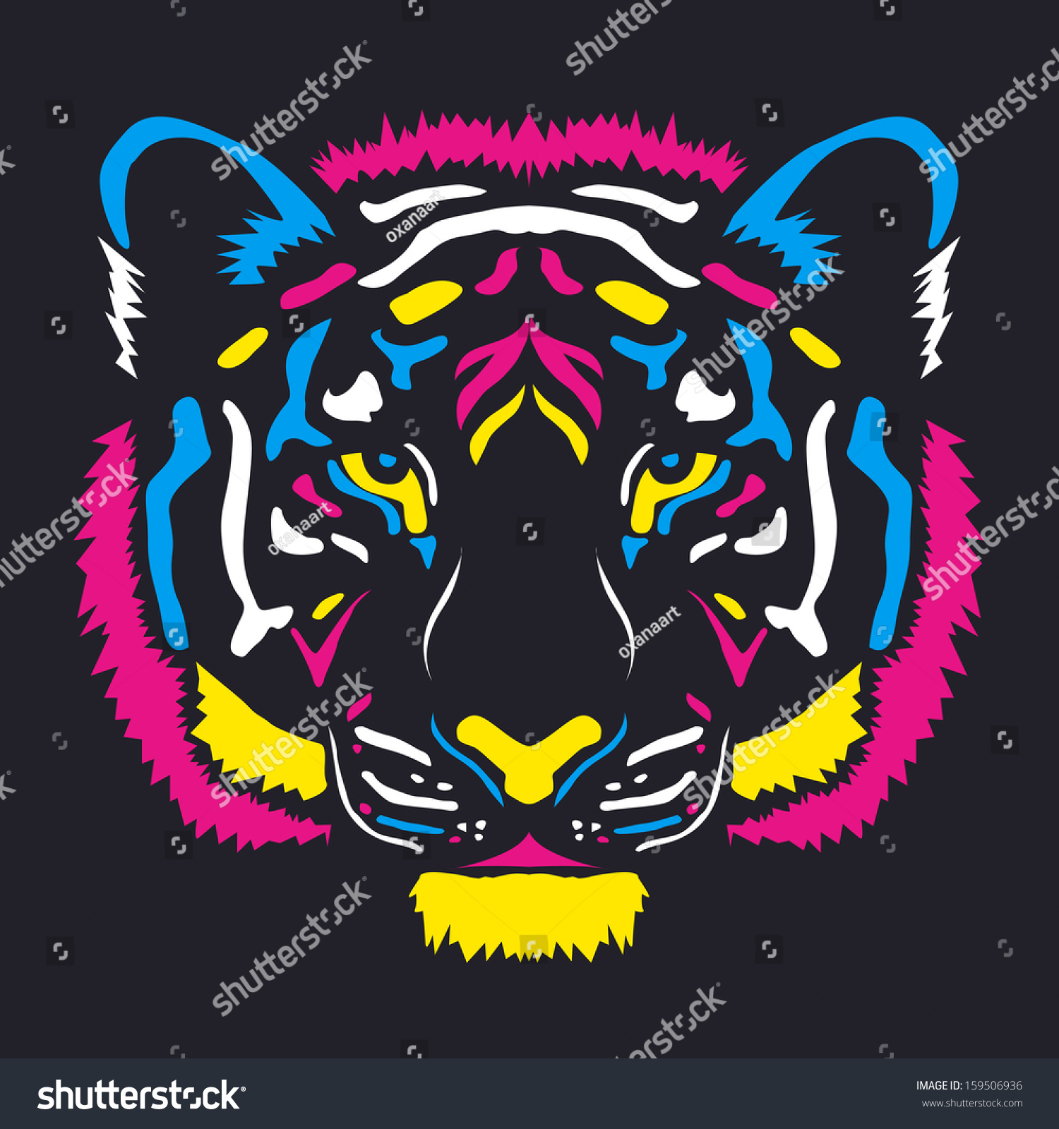 Tiger Head Colored Cmyk Colors Illustration Stock Illustration ...