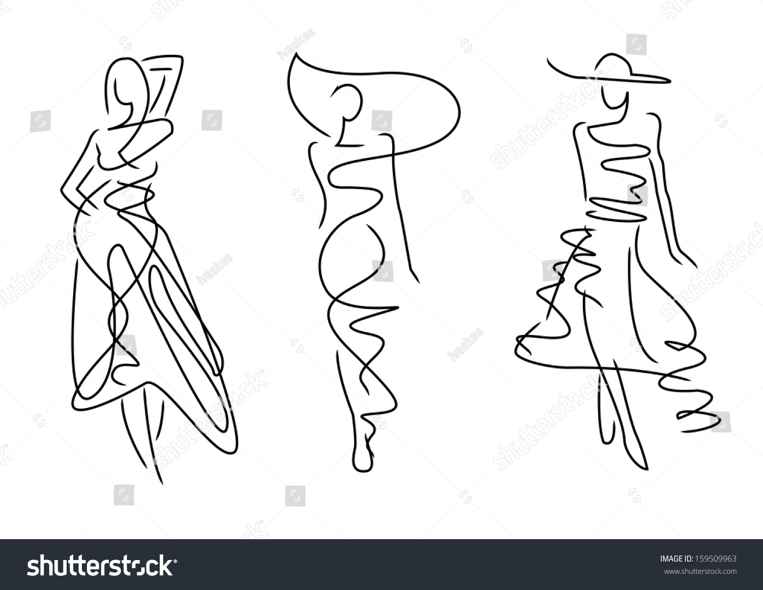 Стилизованные фигуры человека в платьях