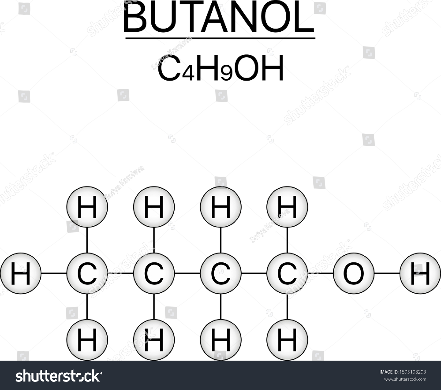 Butanol C4h9oh Structural Formula Black On: Stock-Vektorgrafik ...