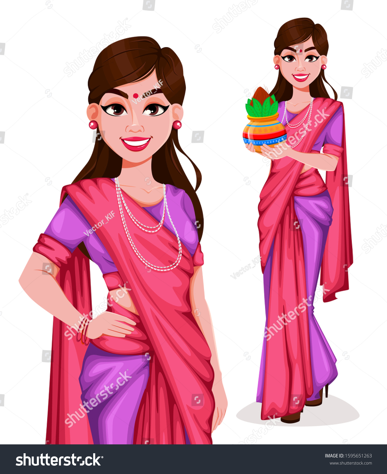 Beautiful Indian Woman Traditional Clothes Set Stock Vector (Royalty ...