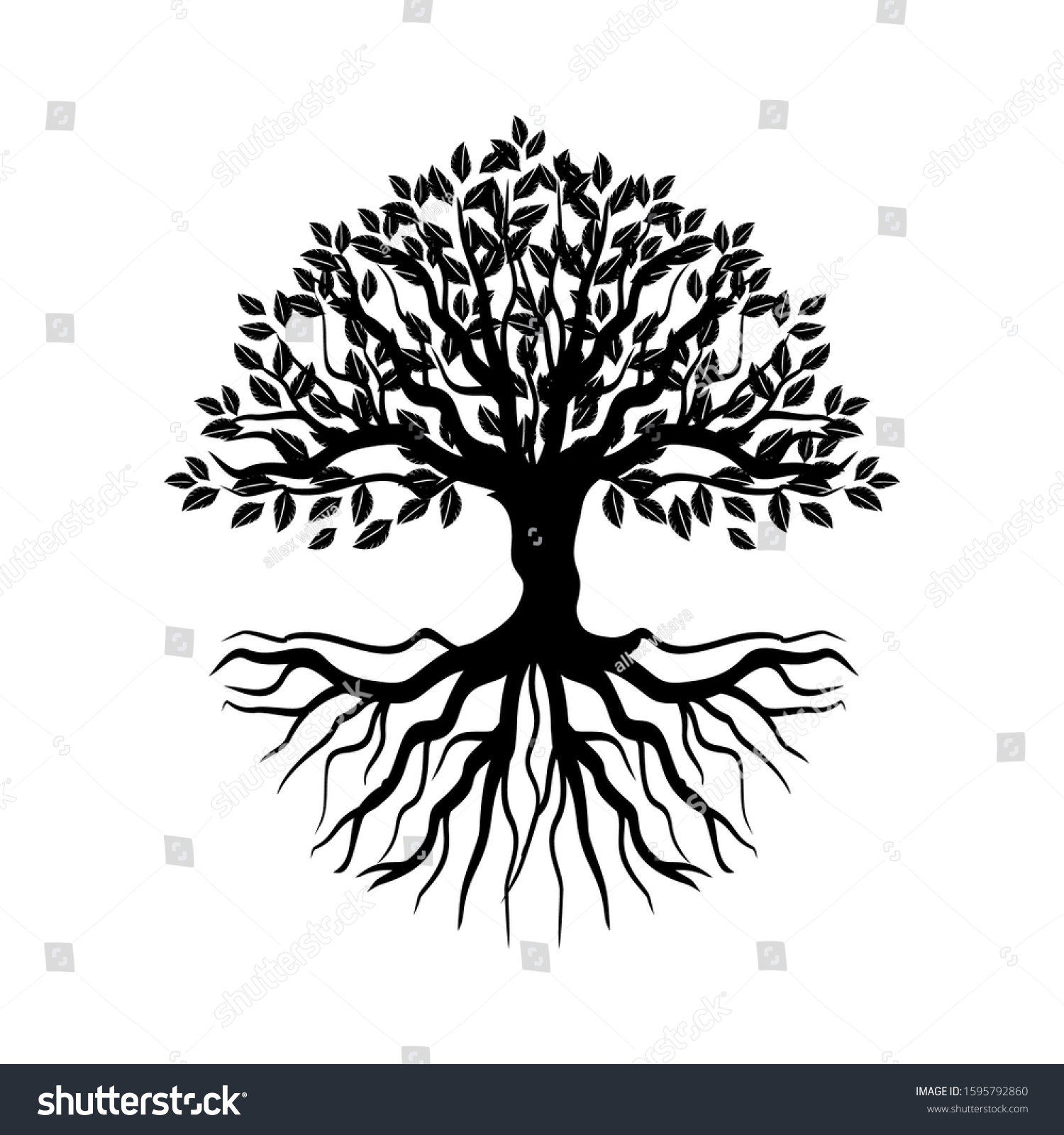 Silhouette Isolated Rooted Mangrove Tree On Stock Vector (Royalty Free ...