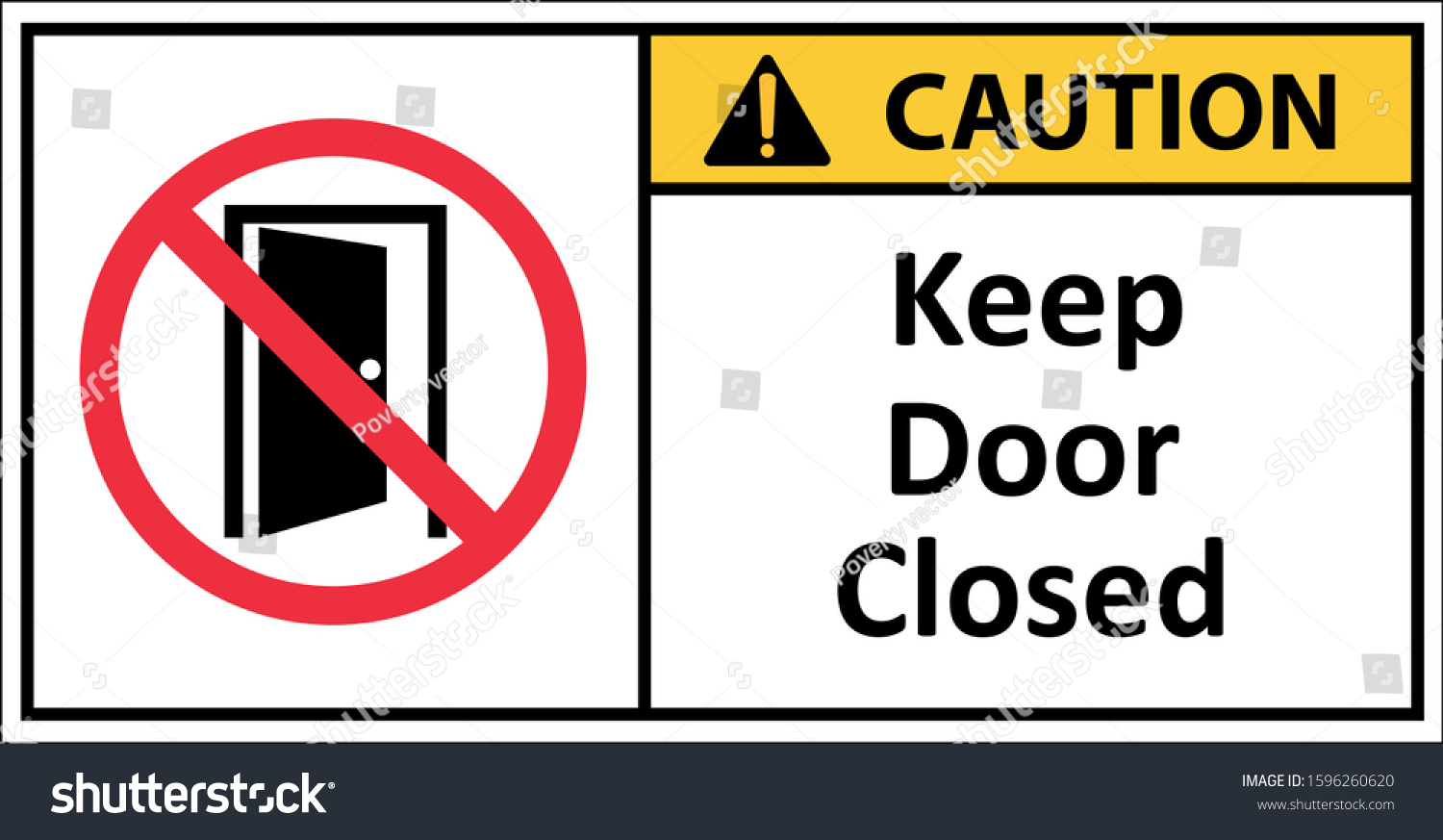 Caution Sign Keep Door Closingdraw Vector Stock Vector (Royalty Free ...