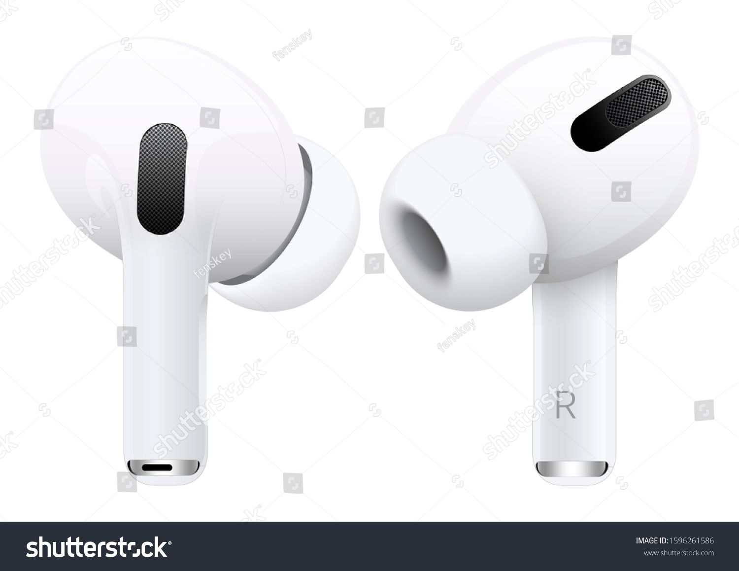 New Headphones White Color View Two Stock Illustration 1596261586 ...