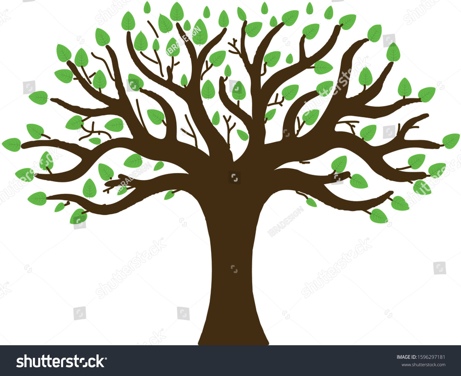 Spring Tree Green Leaf Vector Wood Stock Vector Royalty Free