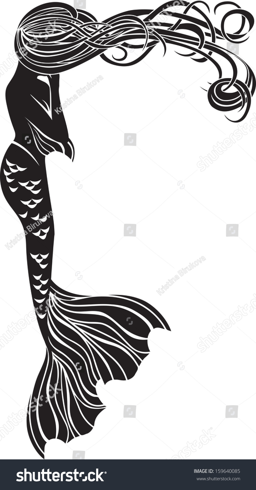 Crying Mermaid Stencil Stickers Art Nouveau Stock Vector (Royalty Free ...