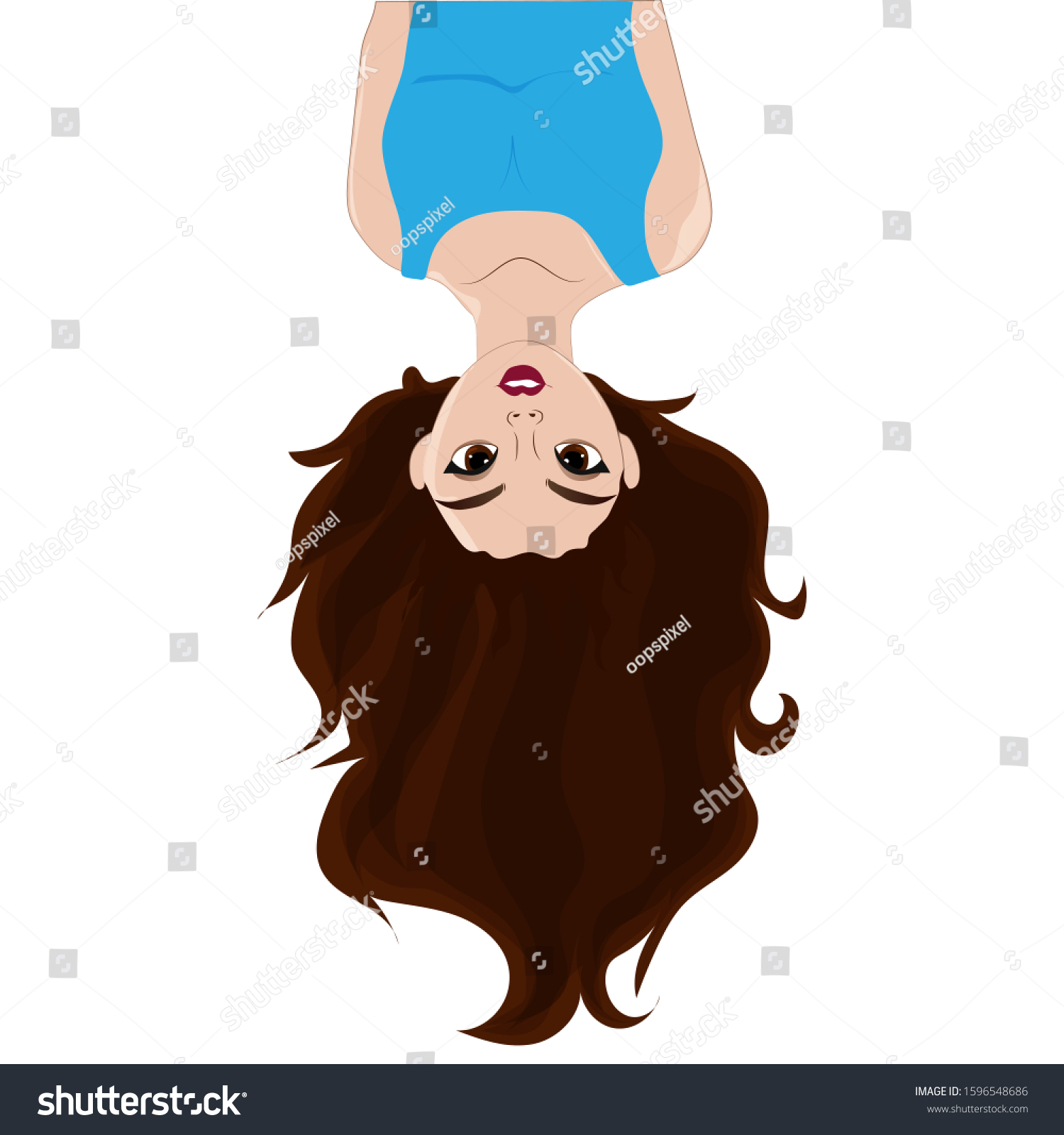 Girl Hanging Upside Down Vector Art 库存矢量图（免版税）1596548686 Shutterstock