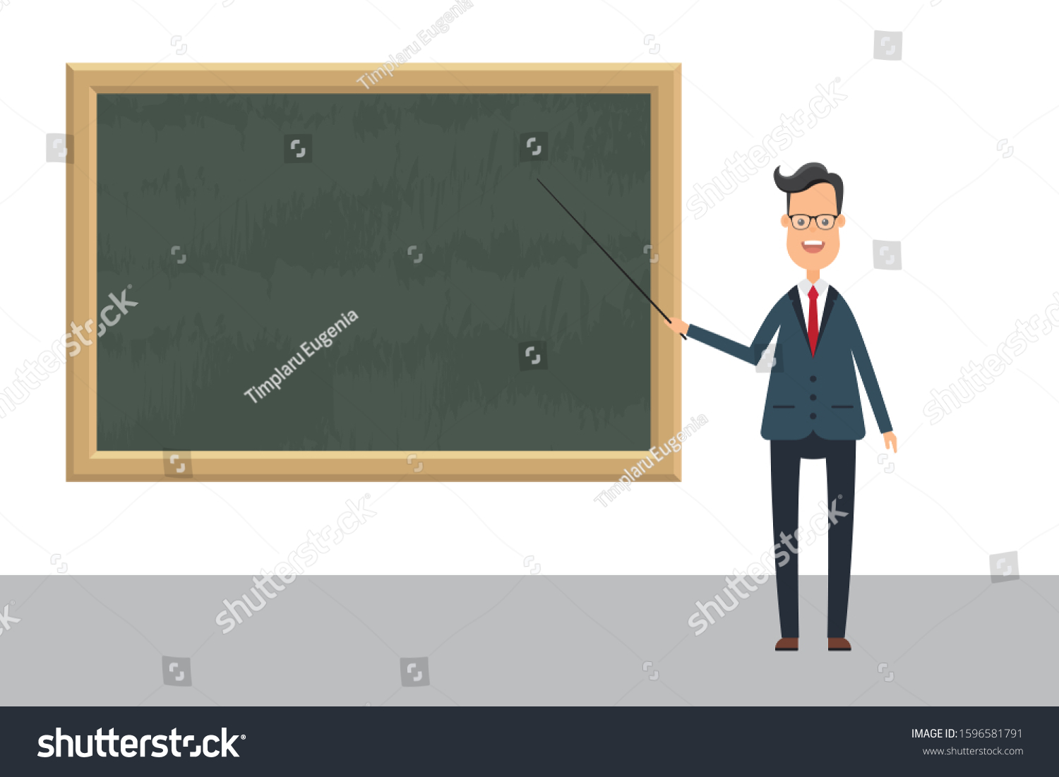 Male Teacher Pointer Blackboard Vector Illustration Stock Vector Royalty Free 1596581791 5572