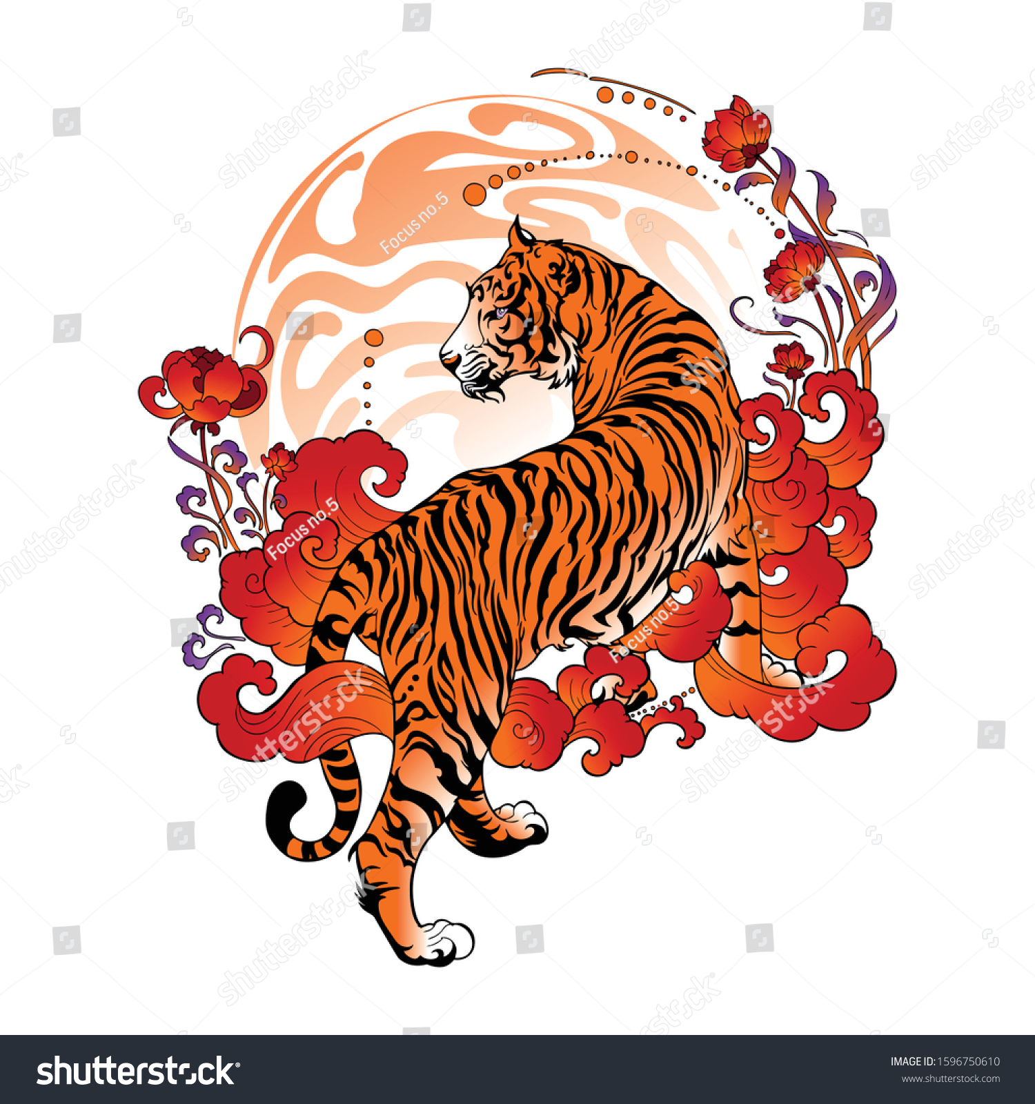 Тигр Япония вектор
