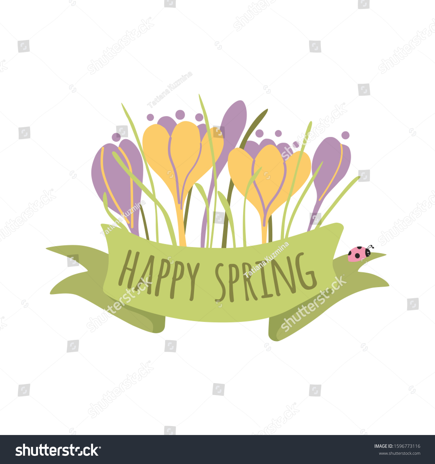 Typography Spring Quote Happy Spring On Stock Illustration 1596773116 ...