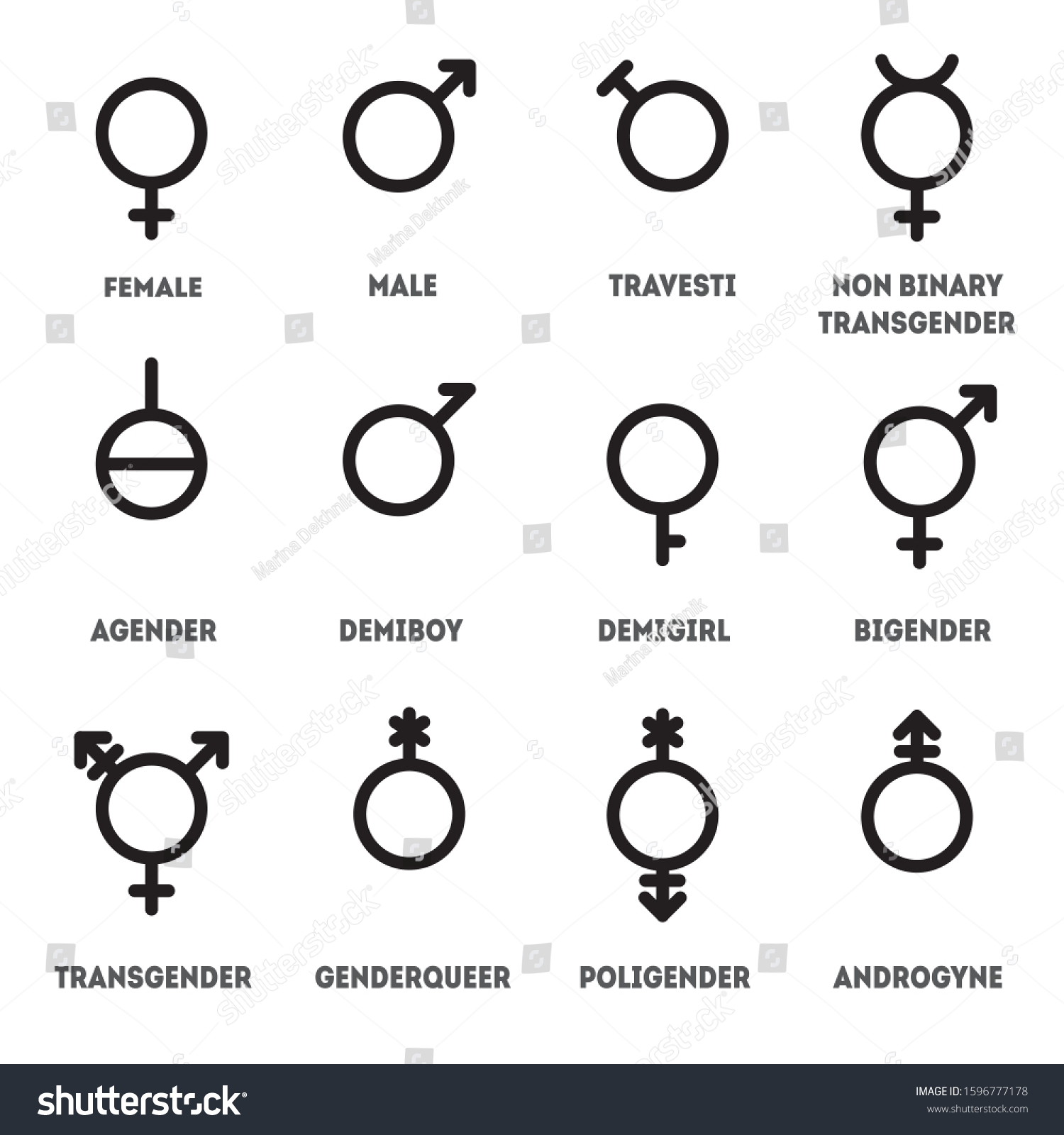 Gender Outline Icon Set Signs Web Stock Vector (Royalty Free ...