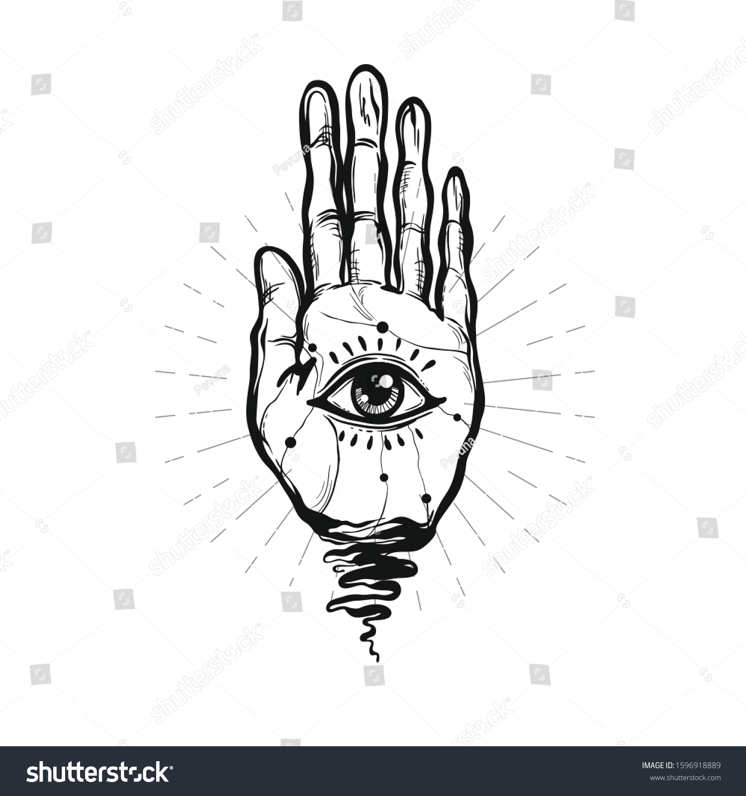 Hand All Seeing Eye Hand Drawn Stock Vector (Royalty Free) 1596918889 ...