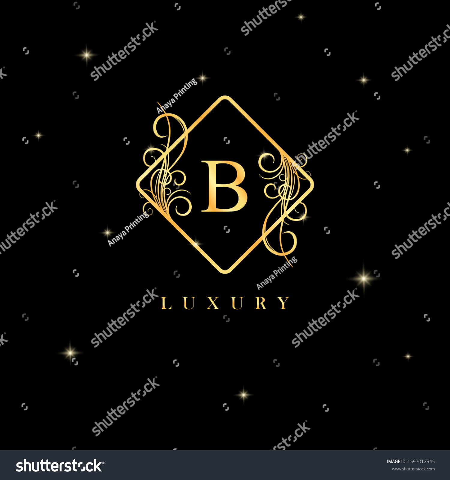 Golden Luxury Letter B Logo Template Stock Vector (Royalty Free ...