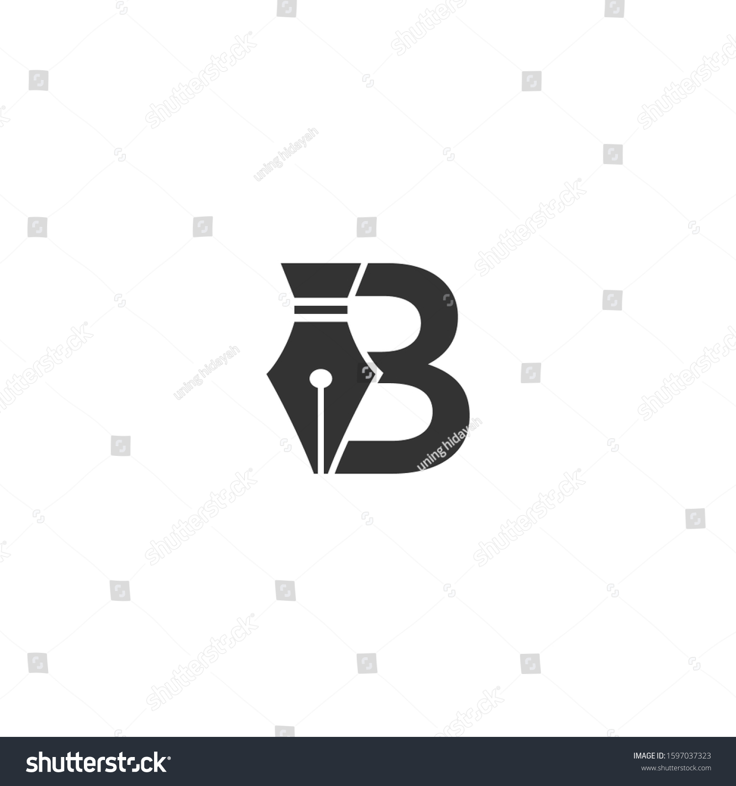 B Logo Design Pencil Pen Vector Stock Vector (Royalty Free) 1597037323 ...