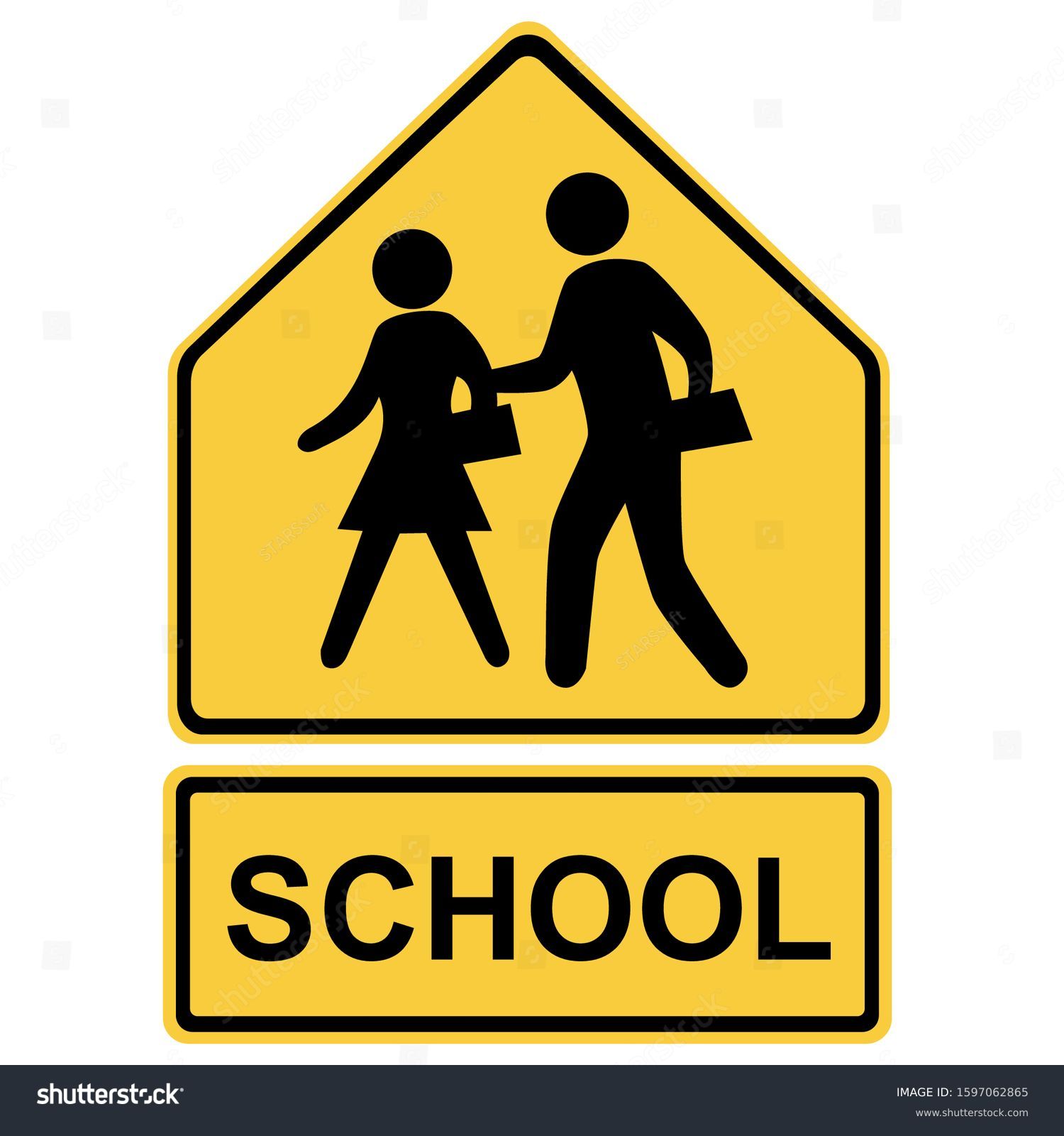 Road Sign Pedestrian Crossing Front School Stock Vector (Royalty Free ...