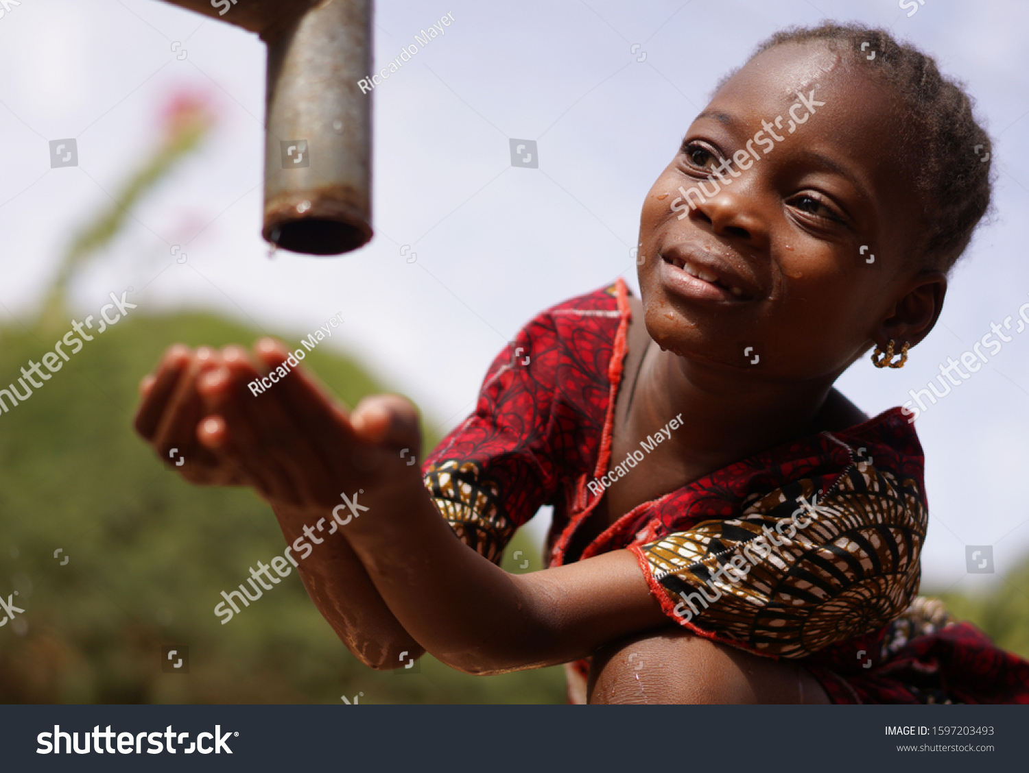 Portrait Image African Black Girl Drinking Stock Photo 1597203493 ...