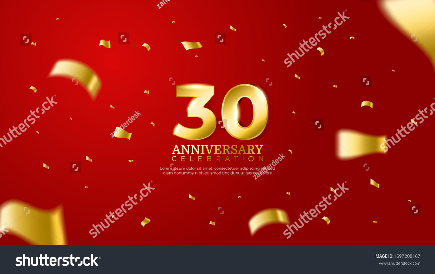 30th Anniversary Celebration Vector Red Background Stock Vector ...