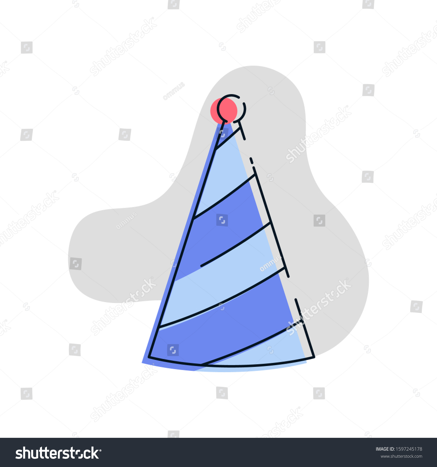 Striped Party Hat Vector Icon Illustration Stock Vector (Royalty Free ...