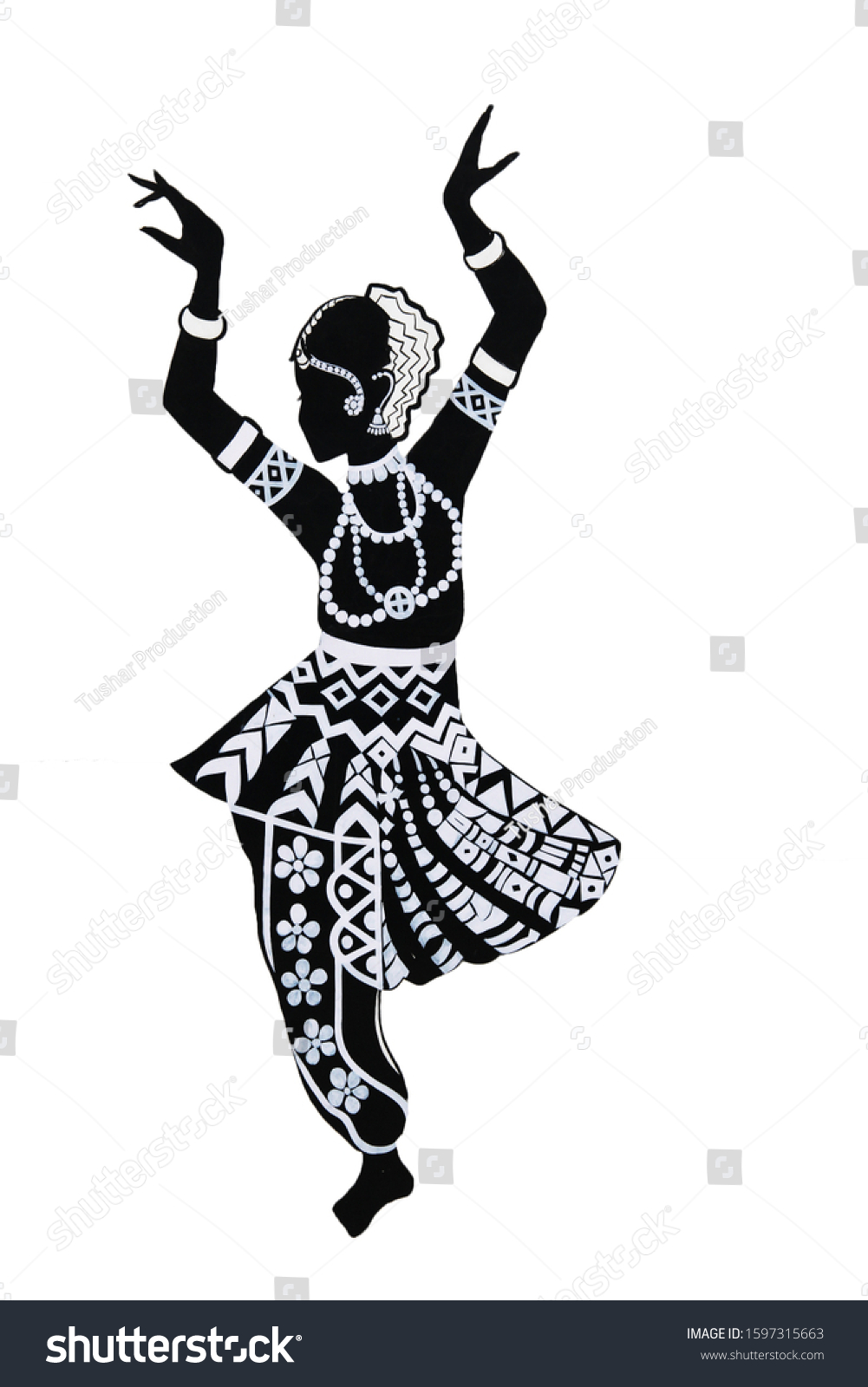 Kathak Indian Classical Dance Form Sketch Stock Illustration 1597315663 ...