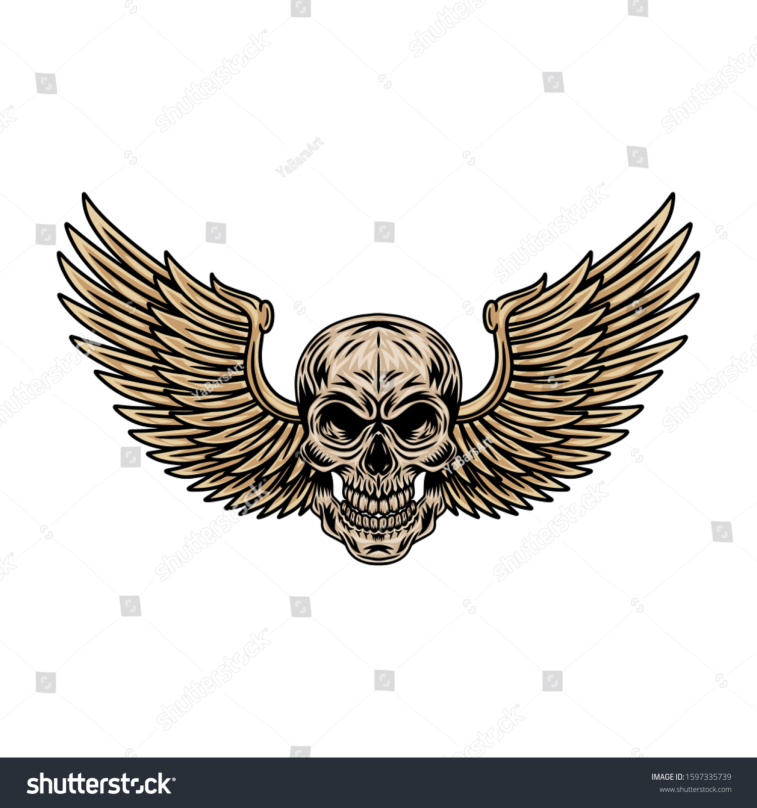 Vintage Cartoon Winged Skulls Isolated Retro Stock Vector (Royalty Free ...