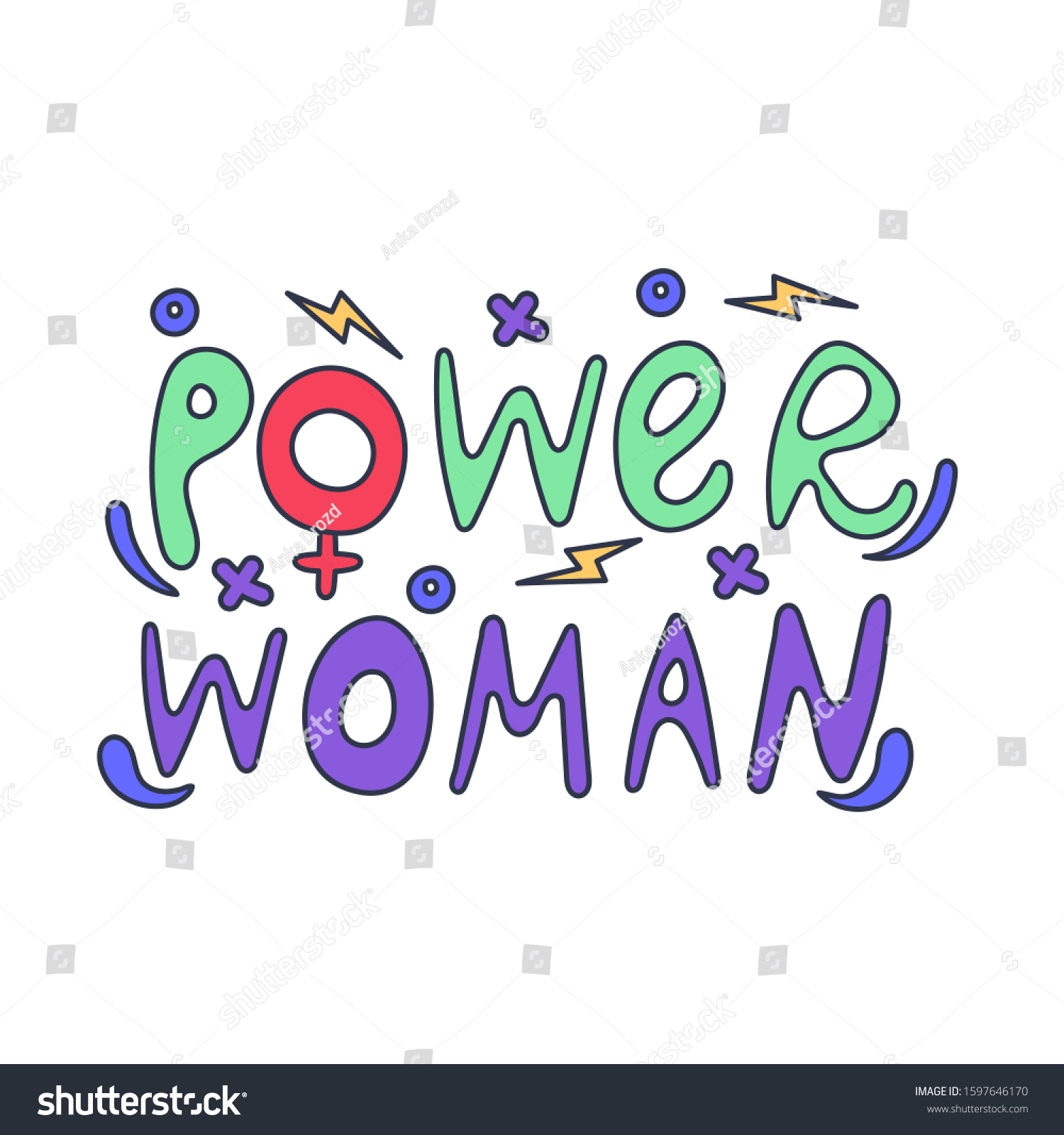 Lettering Drawn By Hand Power Women Stock Vector (Royalty Free ...