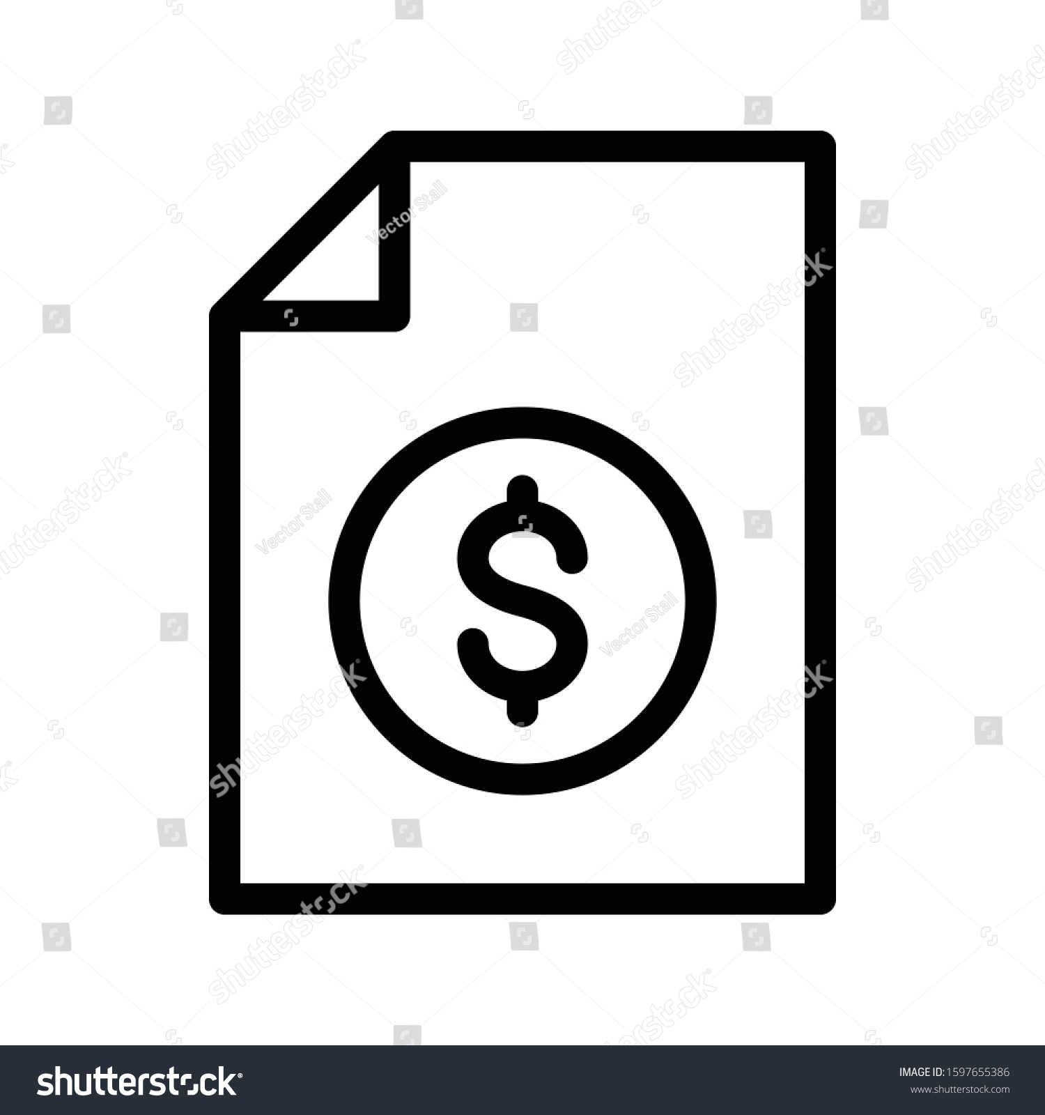 Invoice Vector Thin Line Icon Stock Vector (Royalty Free) 1597655386 ...