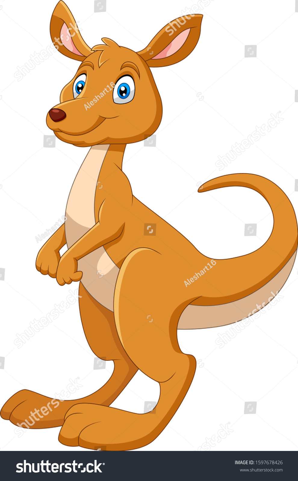 Cartoon Funny Kangaroo Smiling Stock Vector (Royalty Free) 1597678426 ...