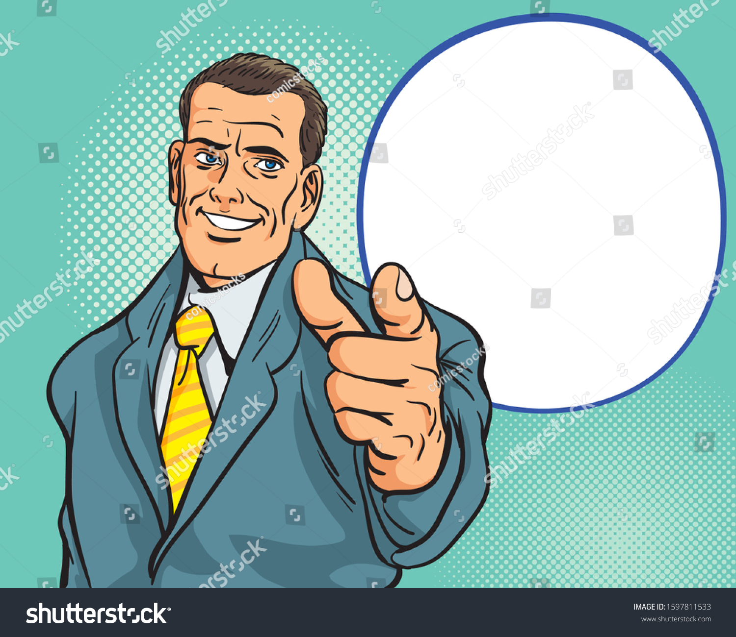 Man Pointing Finger Retro Style Pop Vector De Stock Libre De Regalías 1597811533 Shutterstock 5555